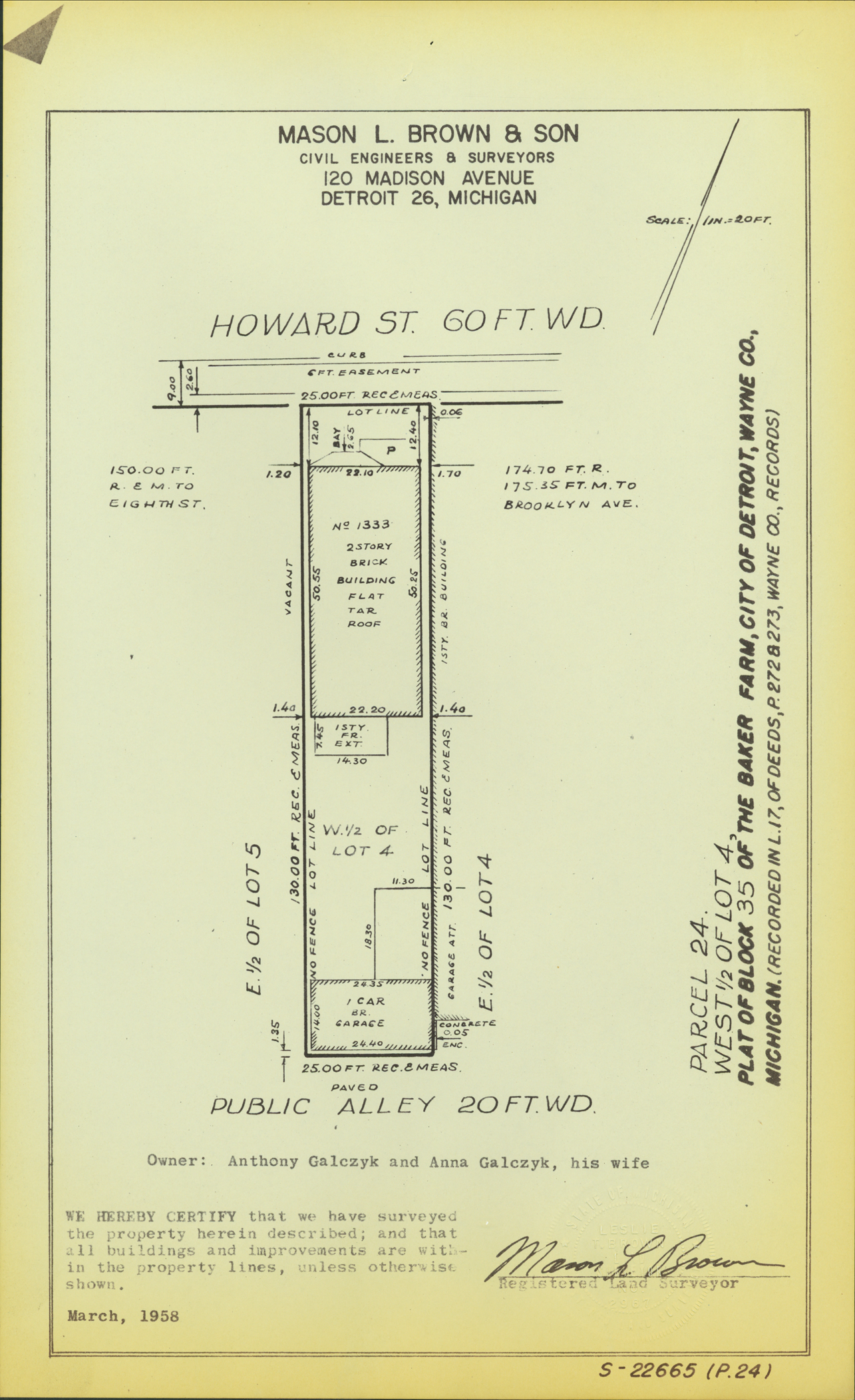 Plat map for property on Howard