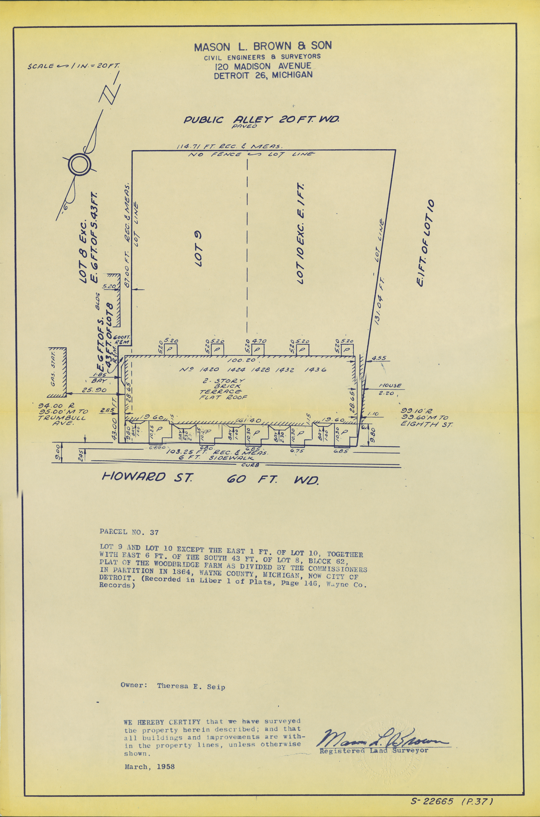 Plat map for property on Howard