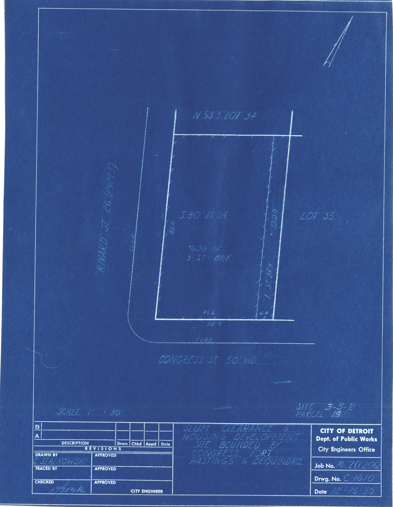 Plot plan for property on the corner of Congress and Rivard