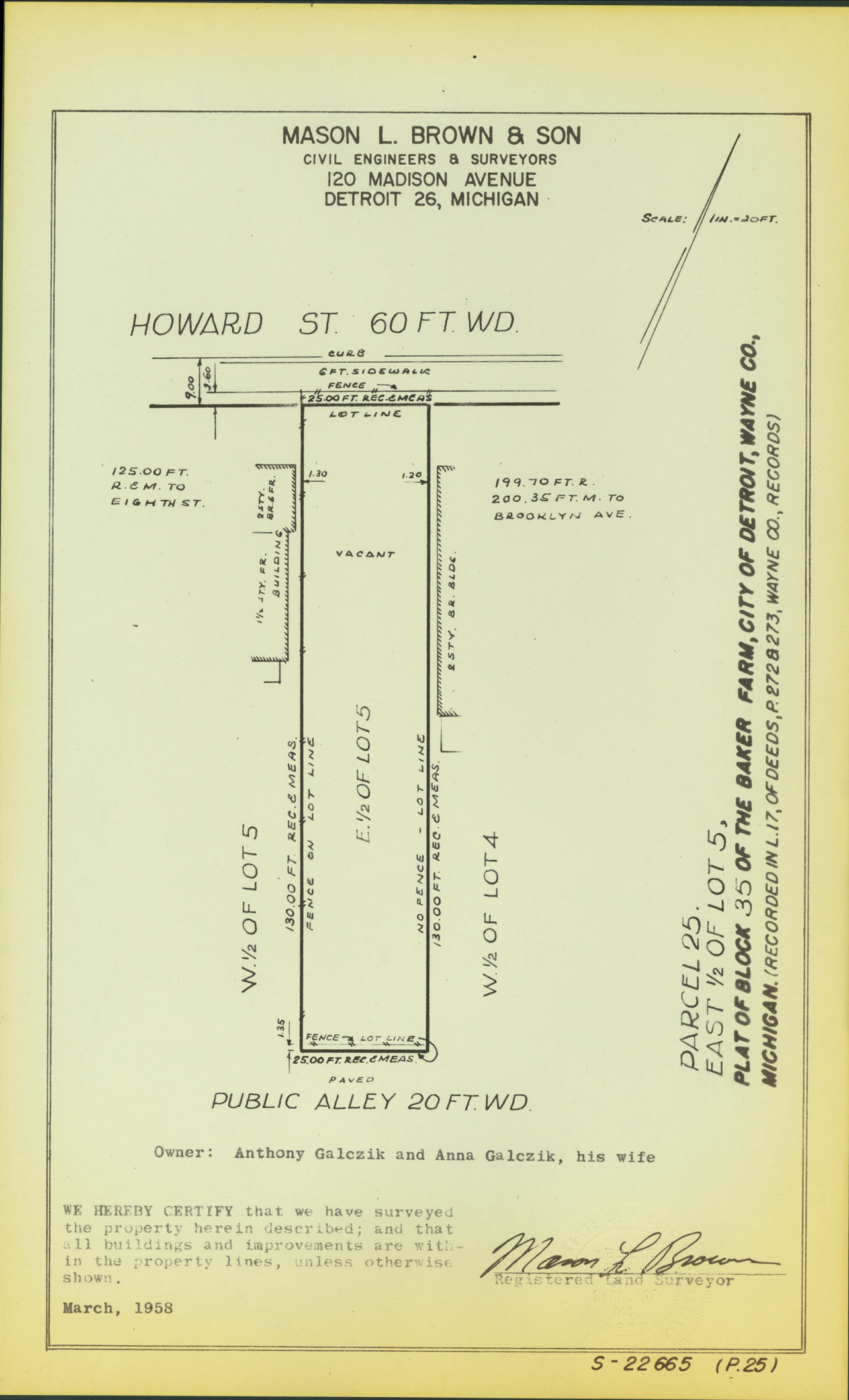 Plat map for property on Howard