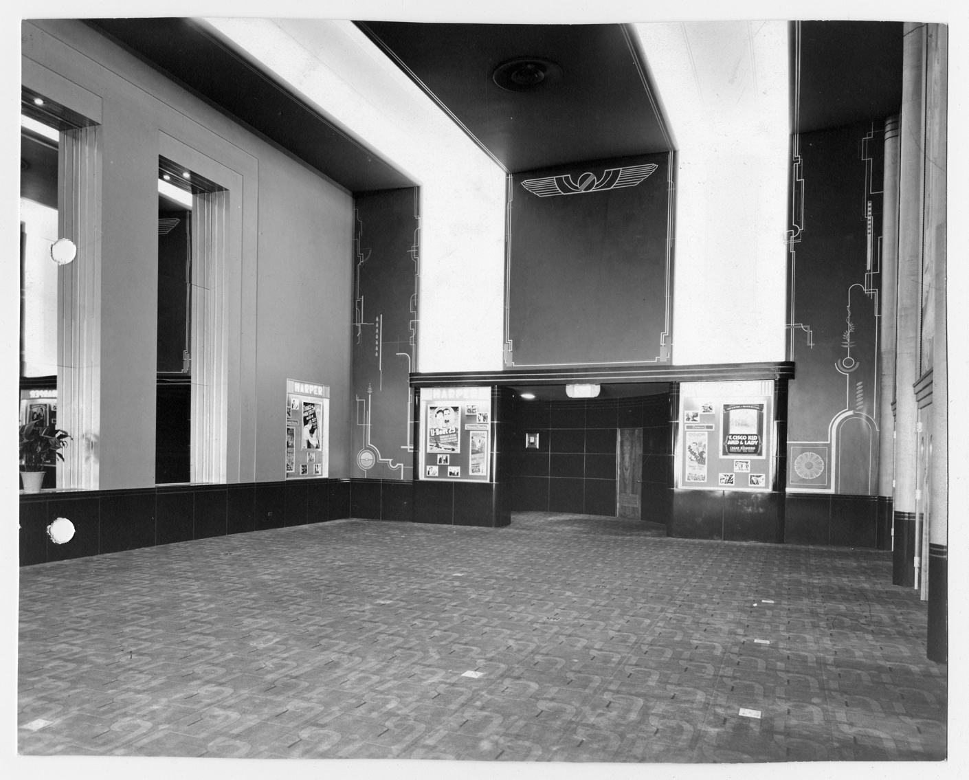 Harper Theater lobby with playbills