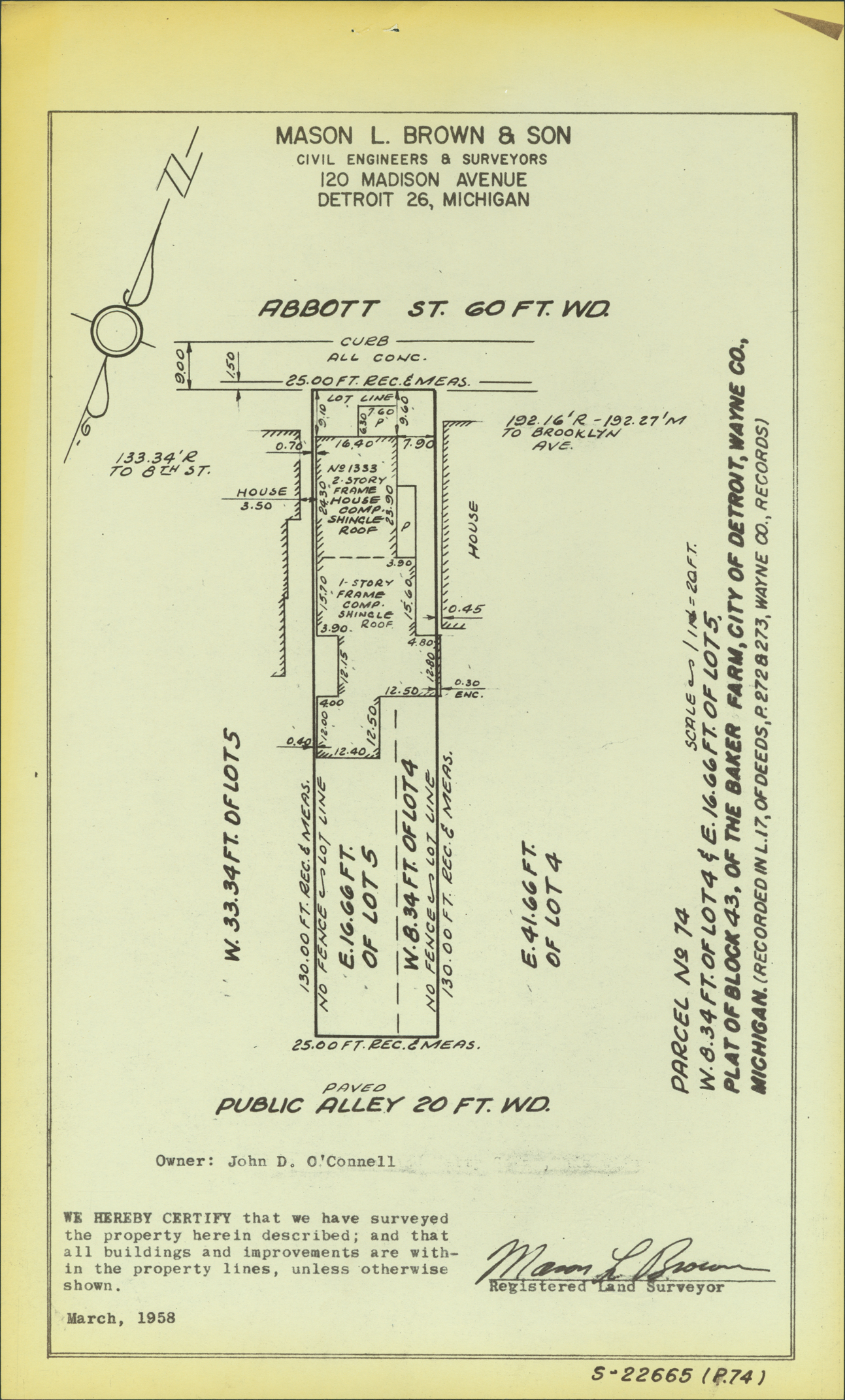 Plat map for property on Abbott