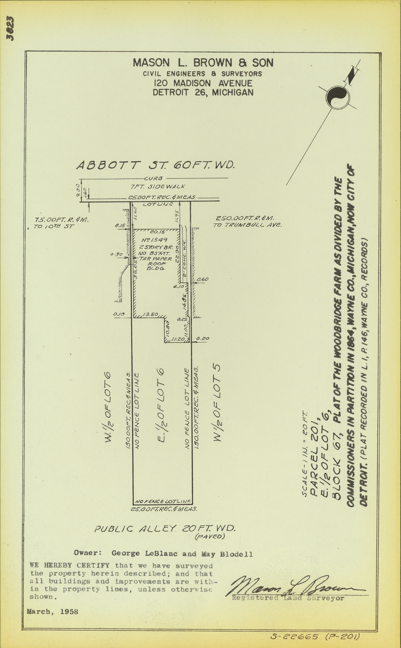 Plat map for property on Abbott