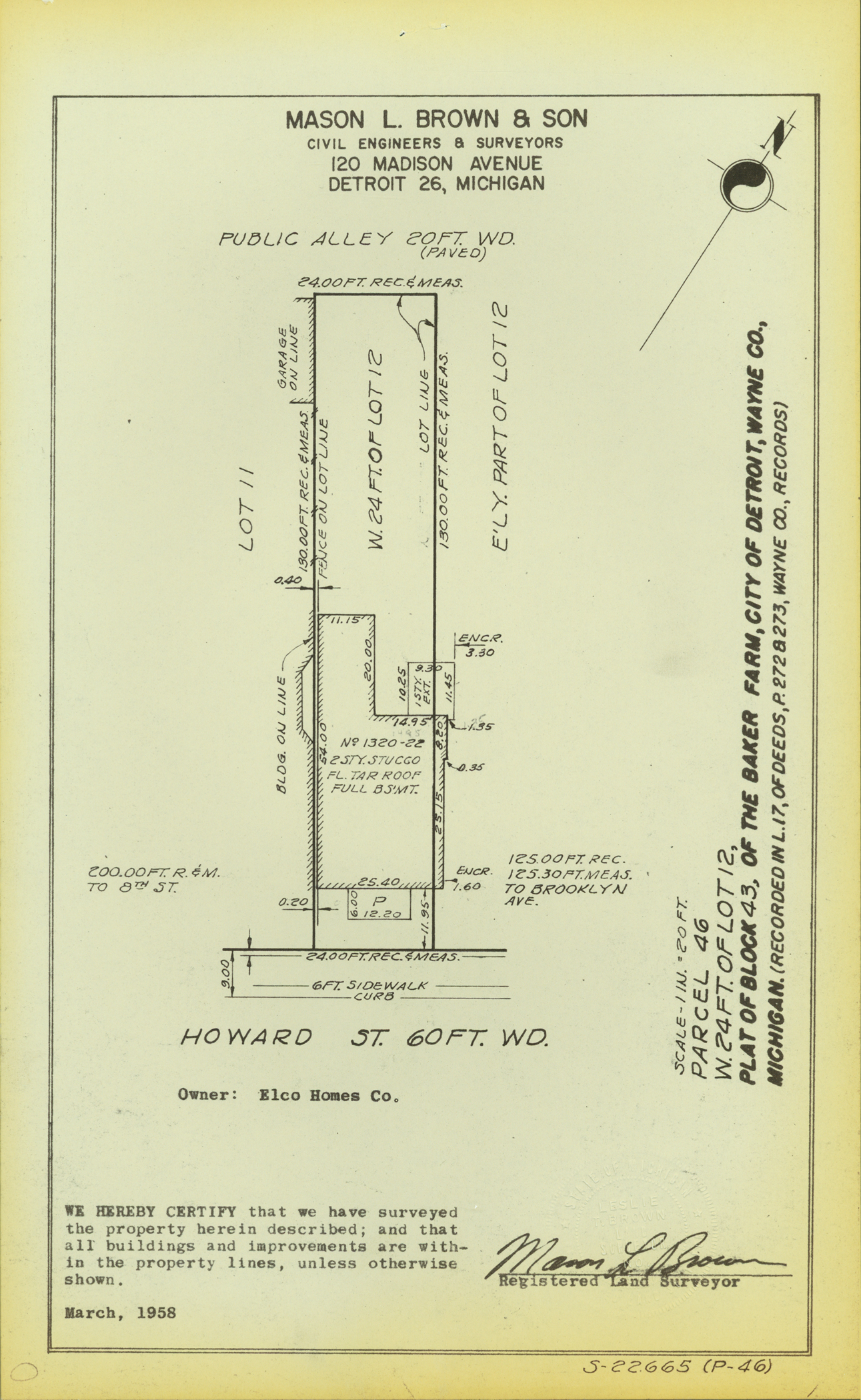 Plat map for property on Howard