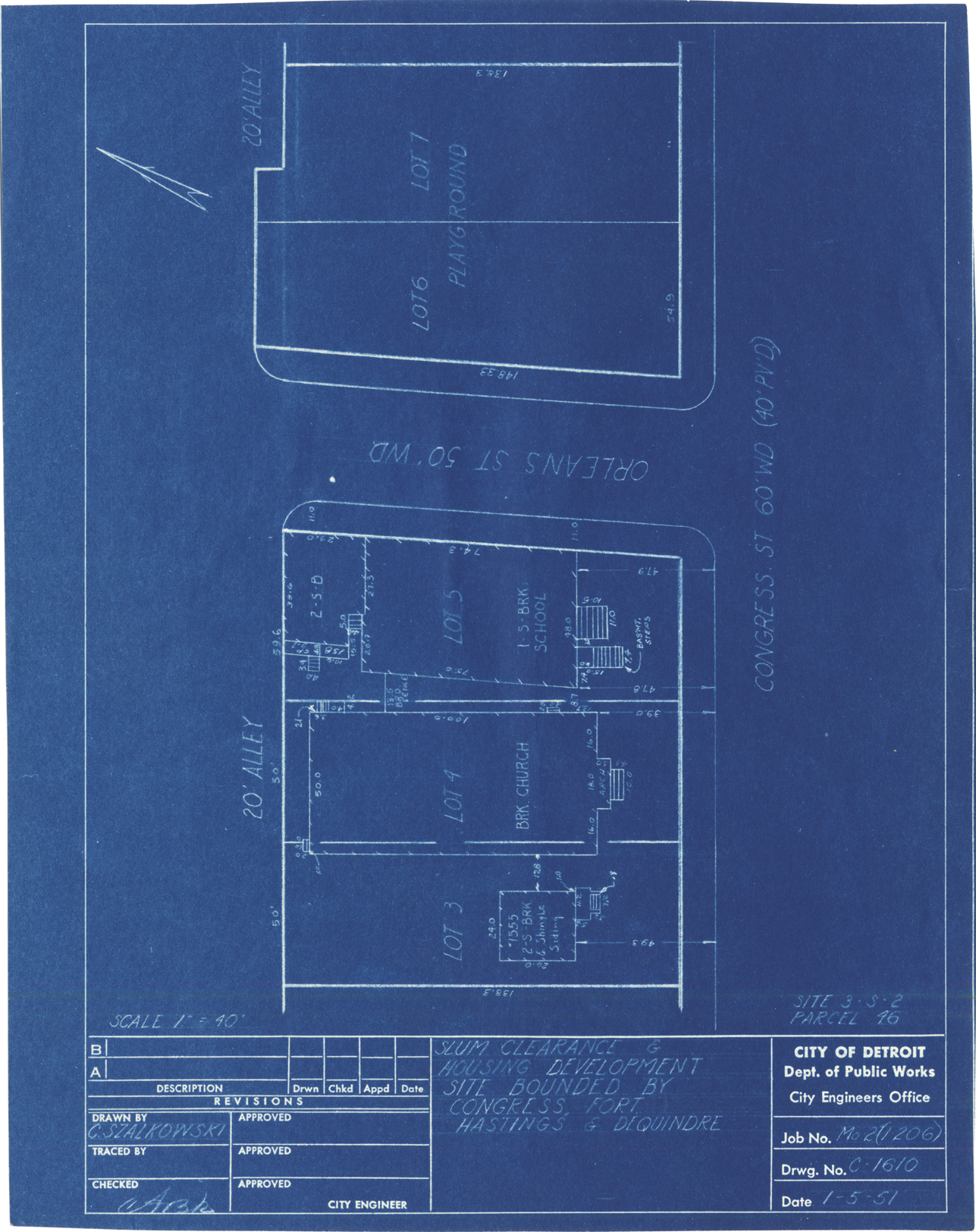 Plot plan for property on the corner of Congress and Orleans