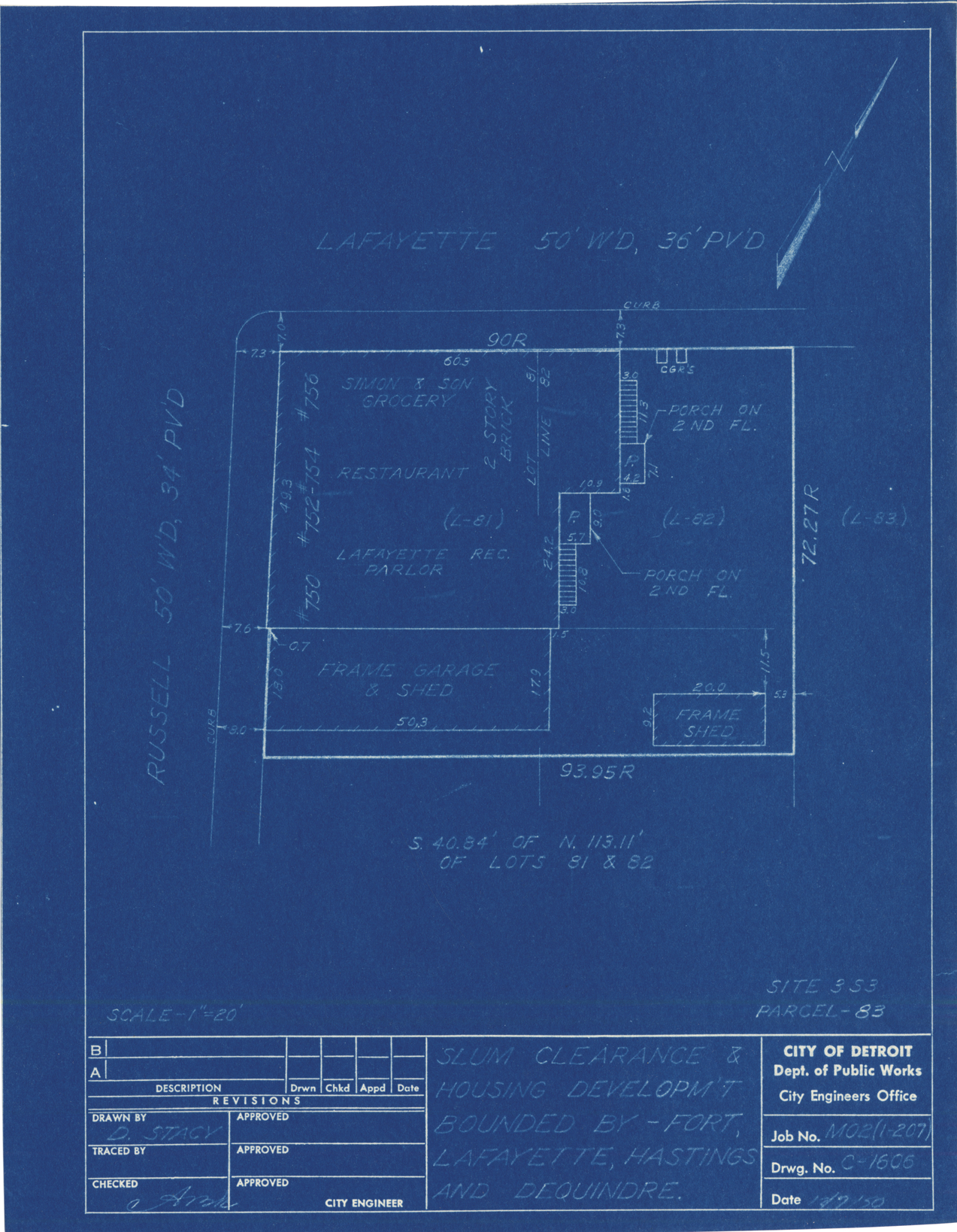 Plot plan for property on the corner of Lafayette and Russell
