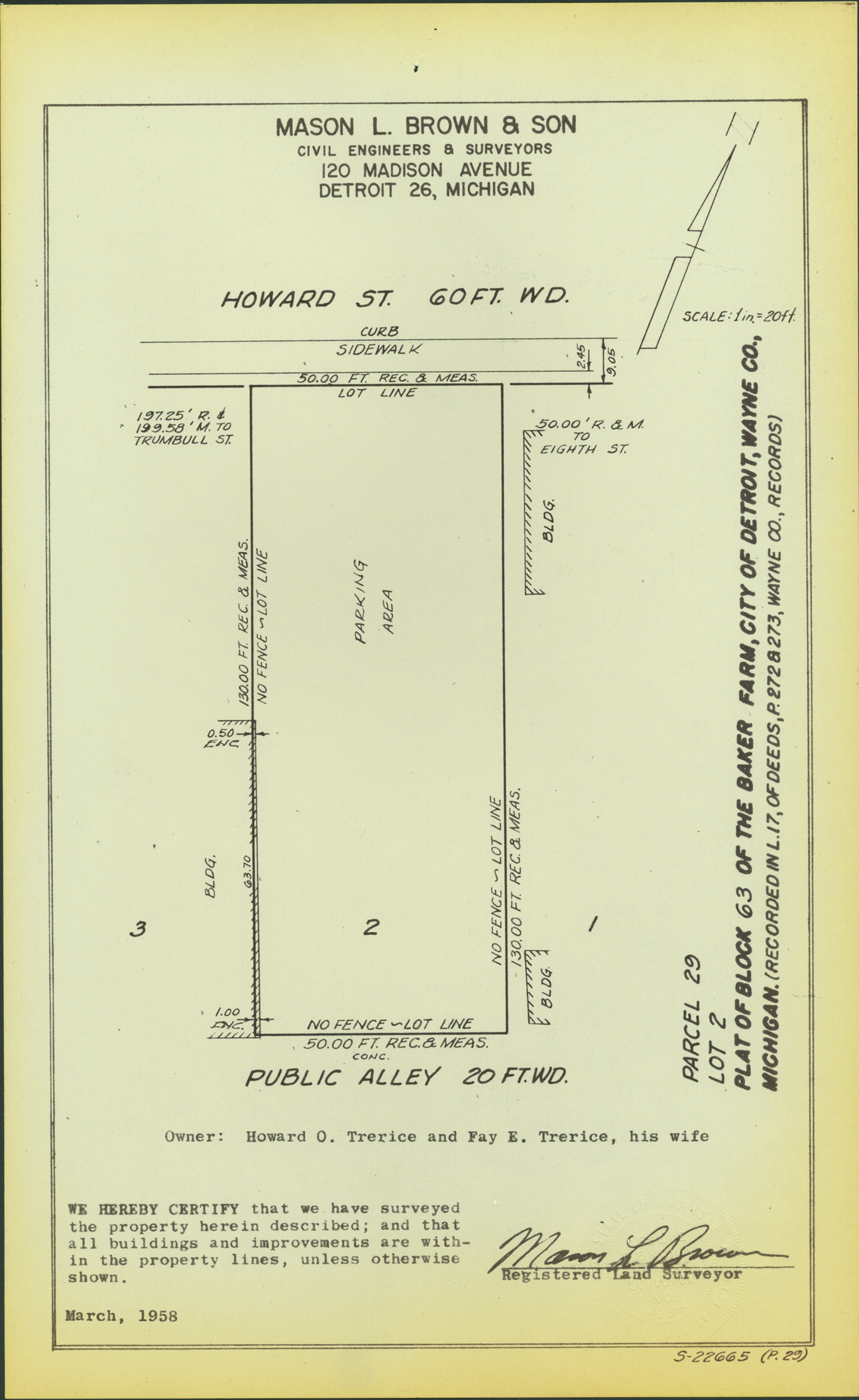 Plat map for property on Howard