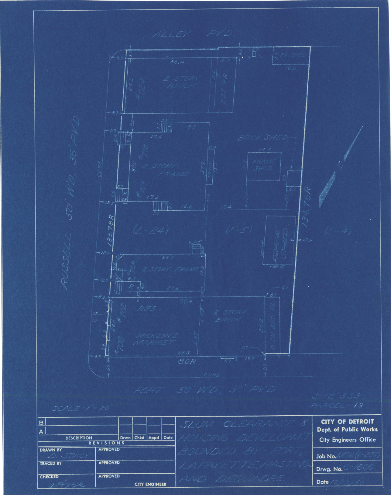 Plot plan for property on the corner of Fort and Russell