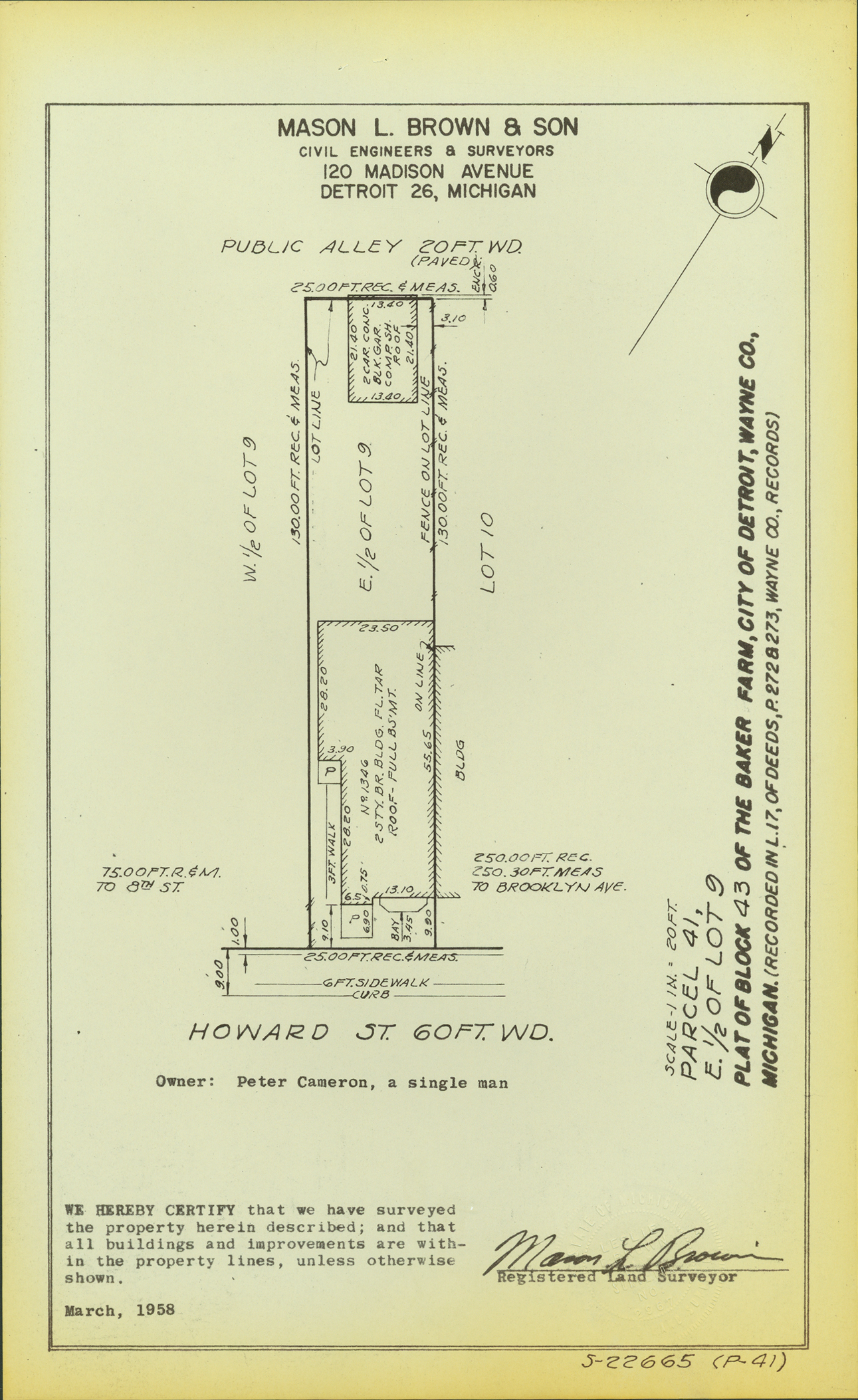 Plat map for property on Howard