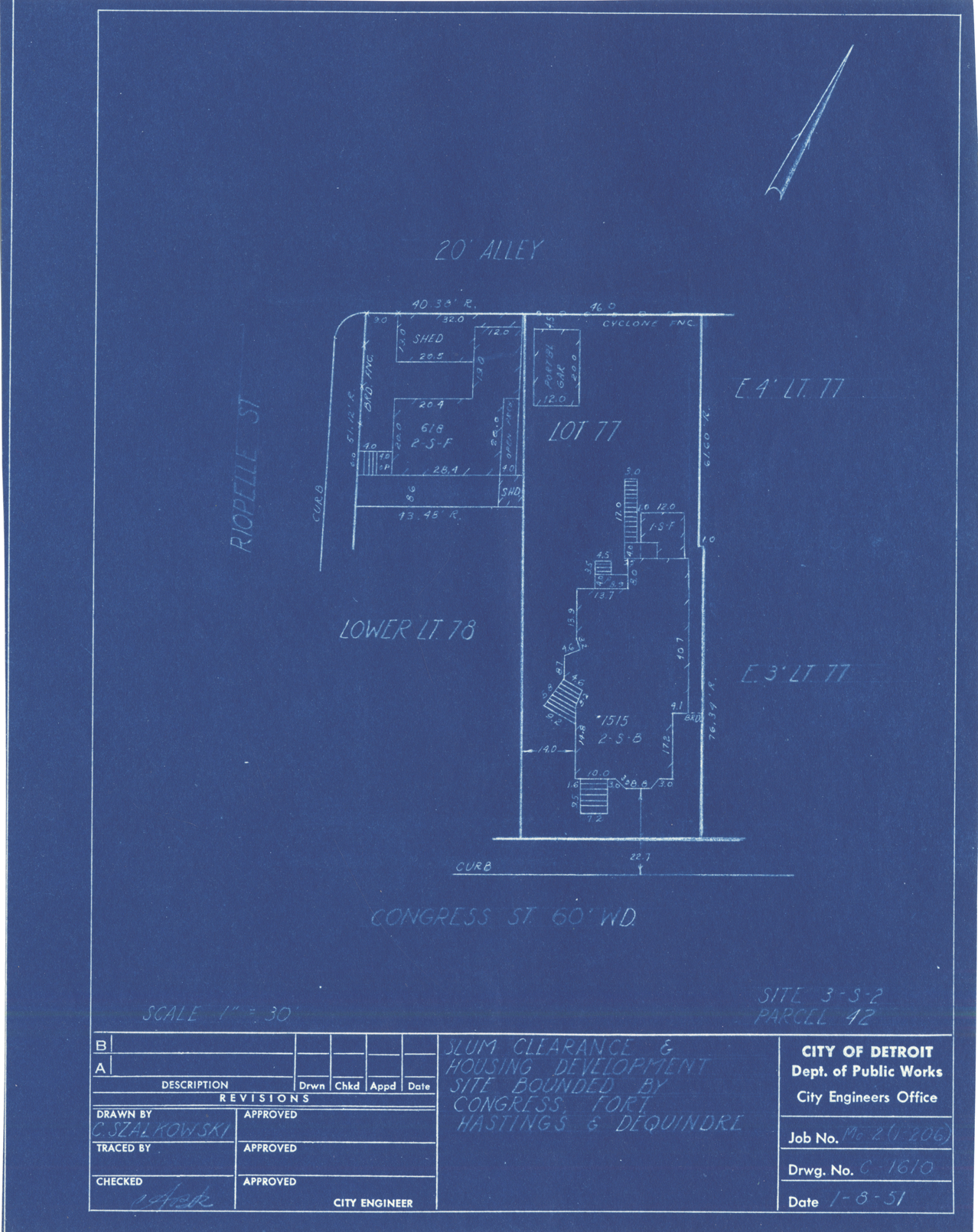 Plot plan for property on the corner of Congress and Riopelle