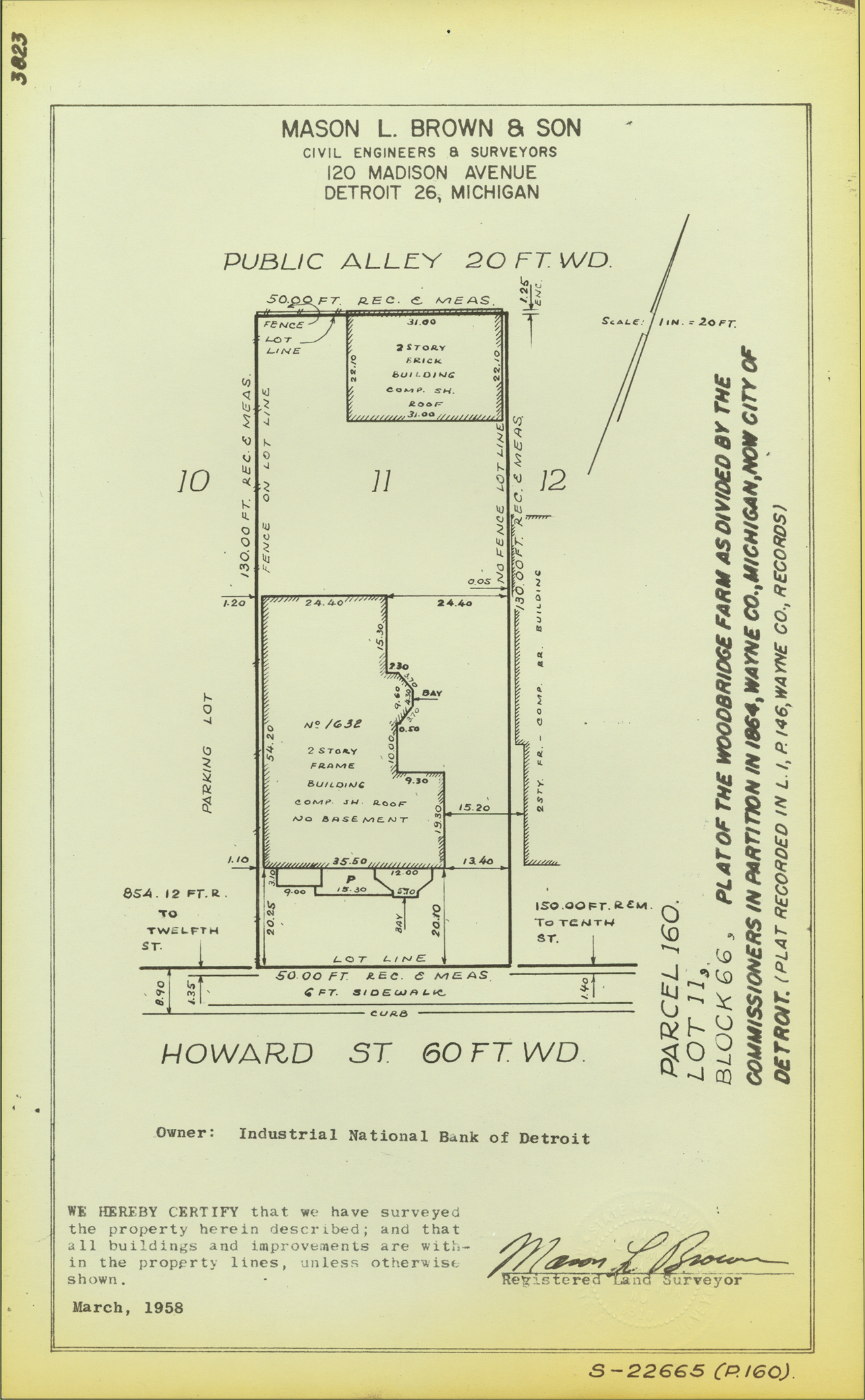Plat map for property on Howard
