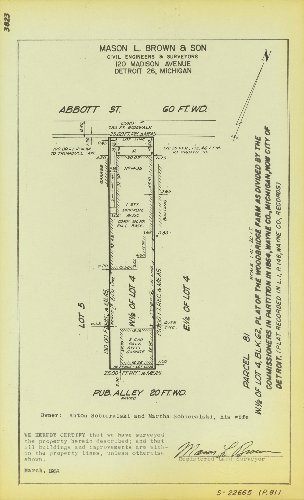 Plat map for property on Abbott