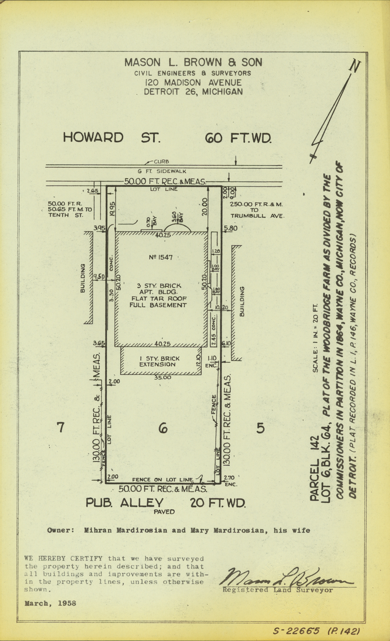 Plat map for property on Howard