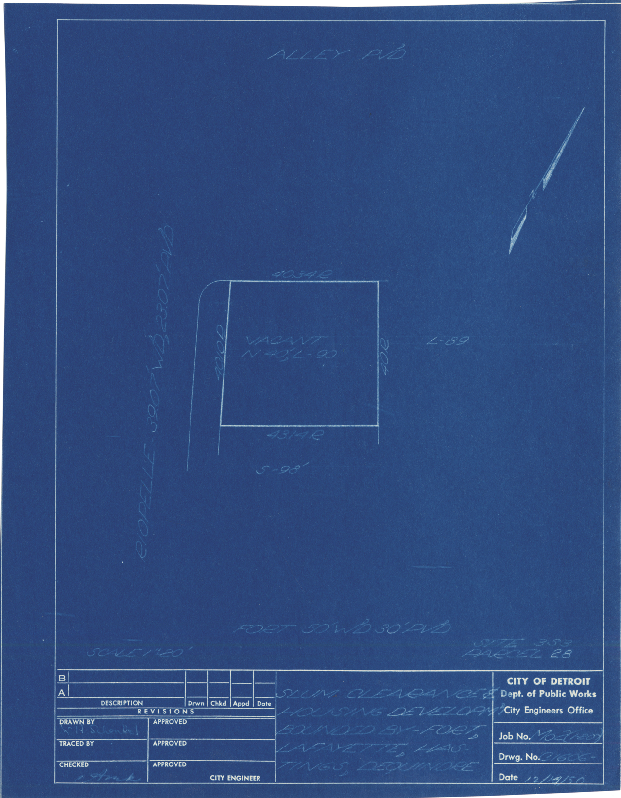 Plot plan for property on Riopelle