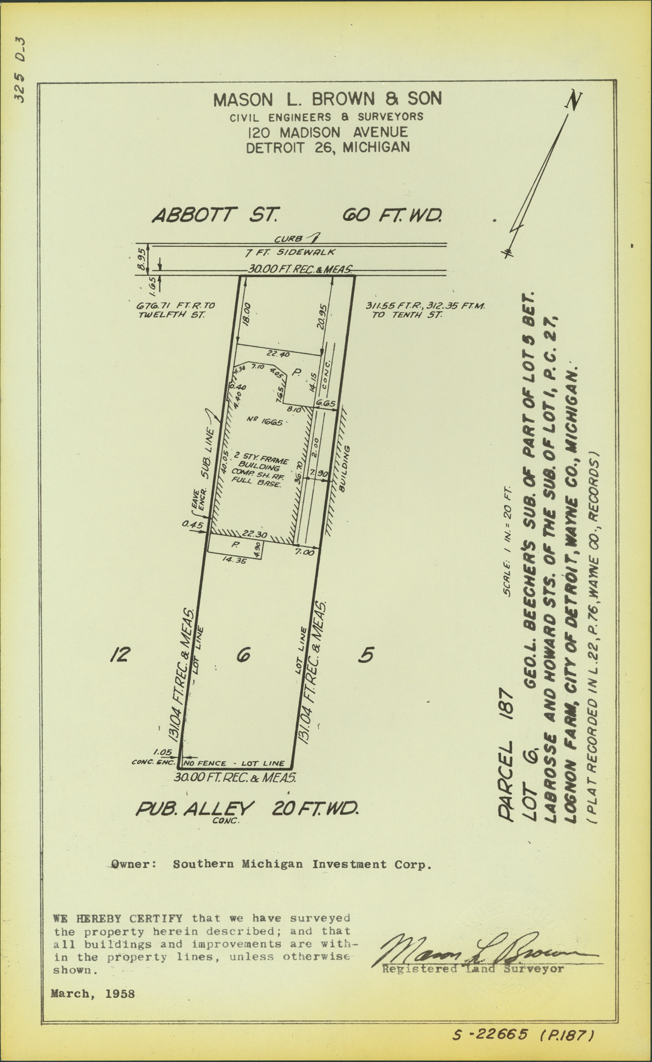 Plat map for property on Abbott