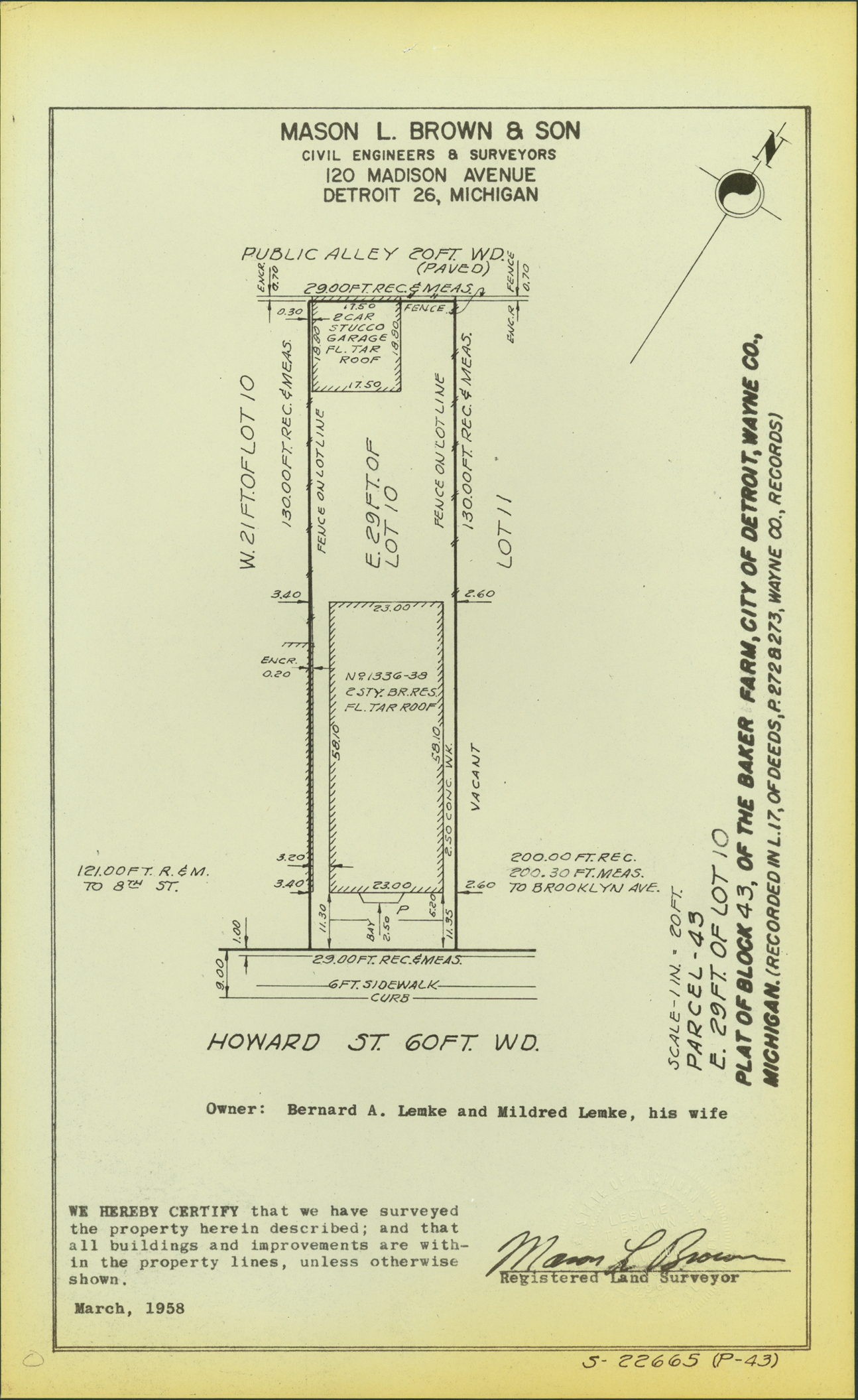 Plat map for property on Howard