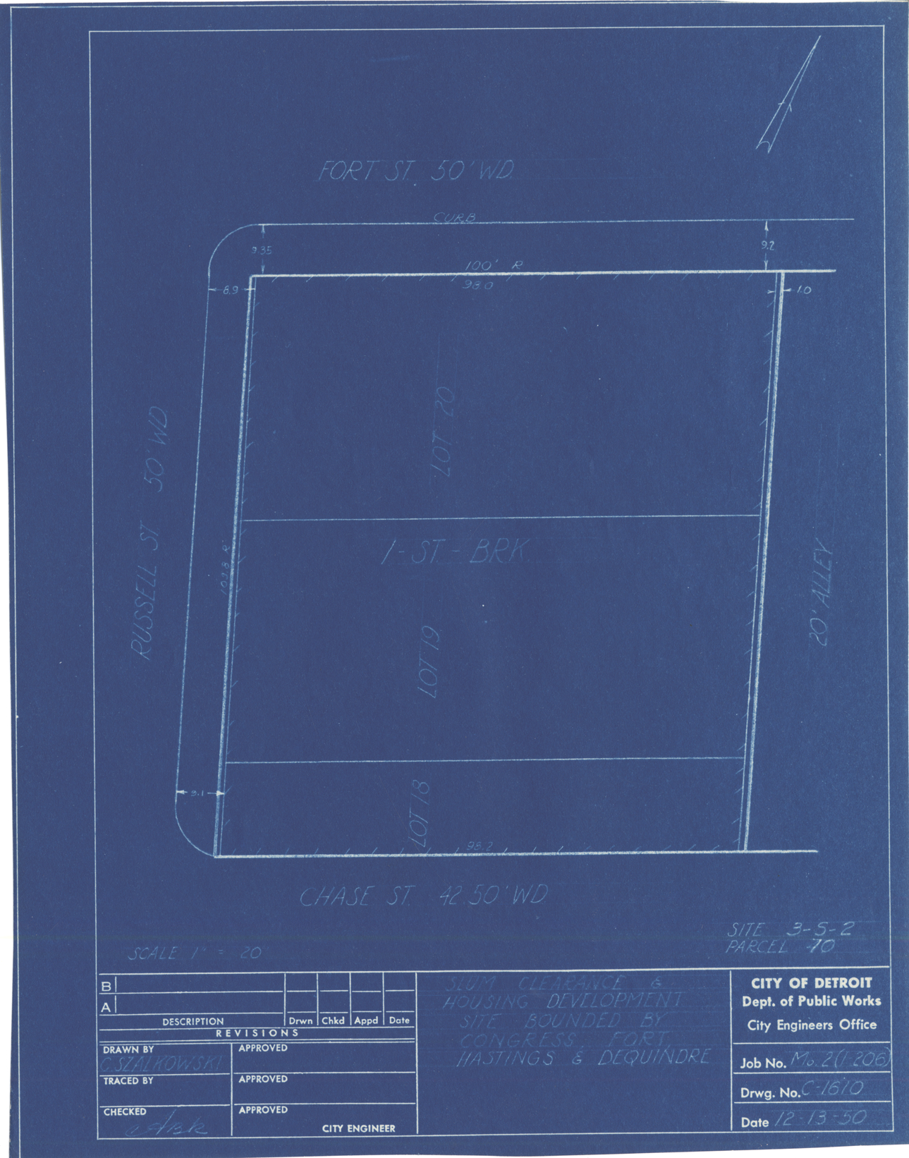 Plot plan for property on Russell between Fort and Chase