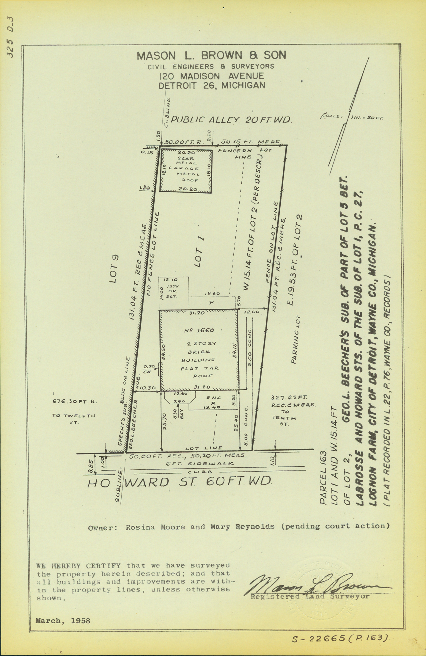 Plat map for property on Howard