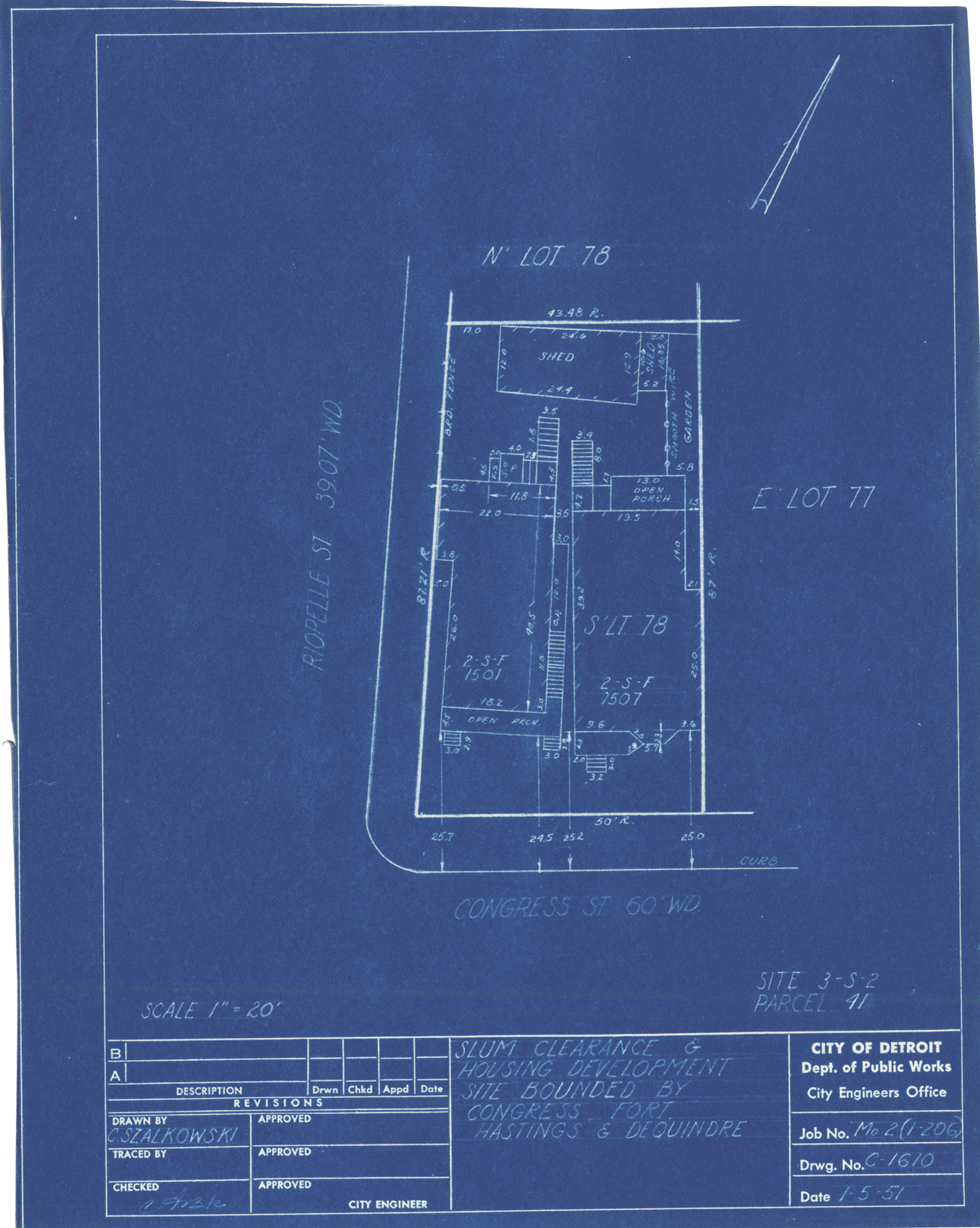 Plot plan for property on the corner of Congress and Riopelle