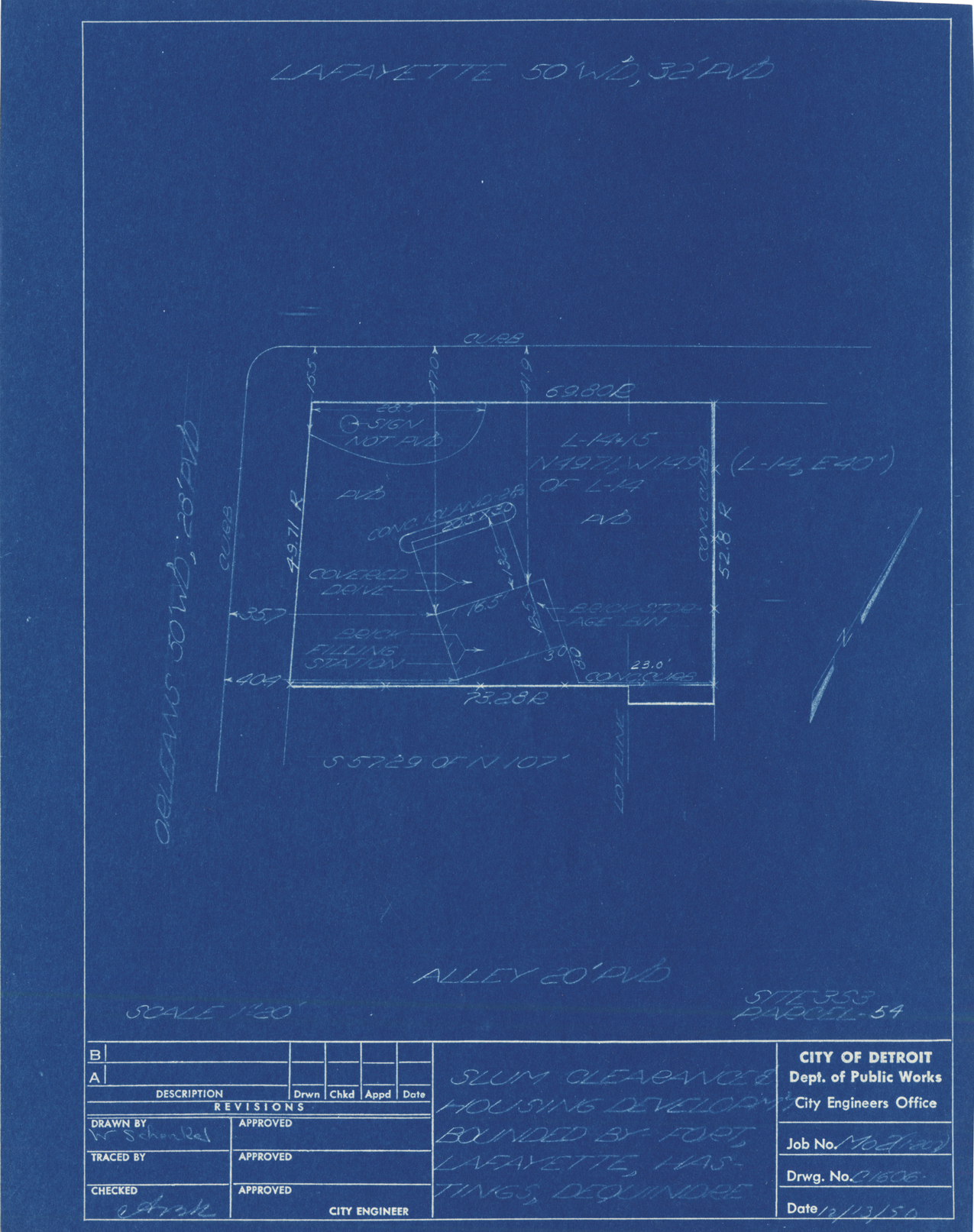 Plot plan for property on the corner of Lafayette and Orleans