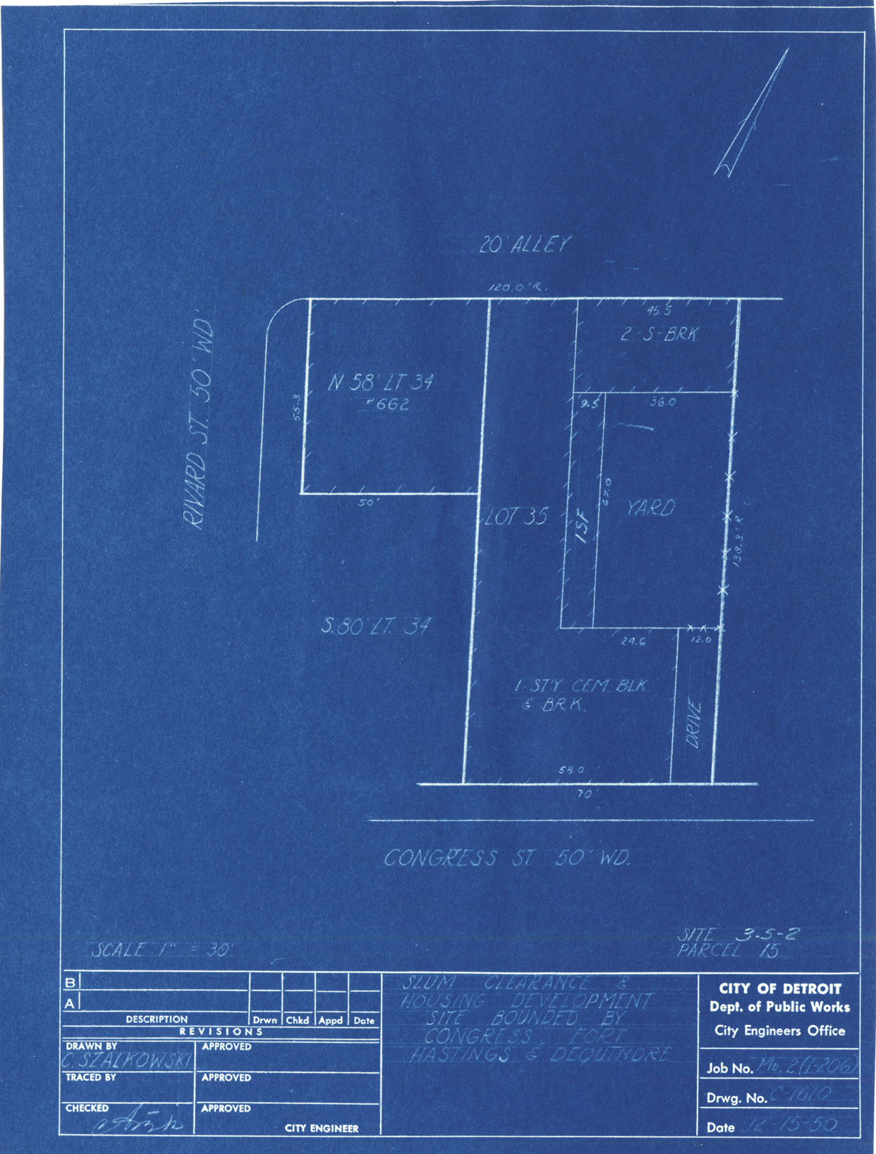 Plot plan for property on the corner of Congress and Rivard