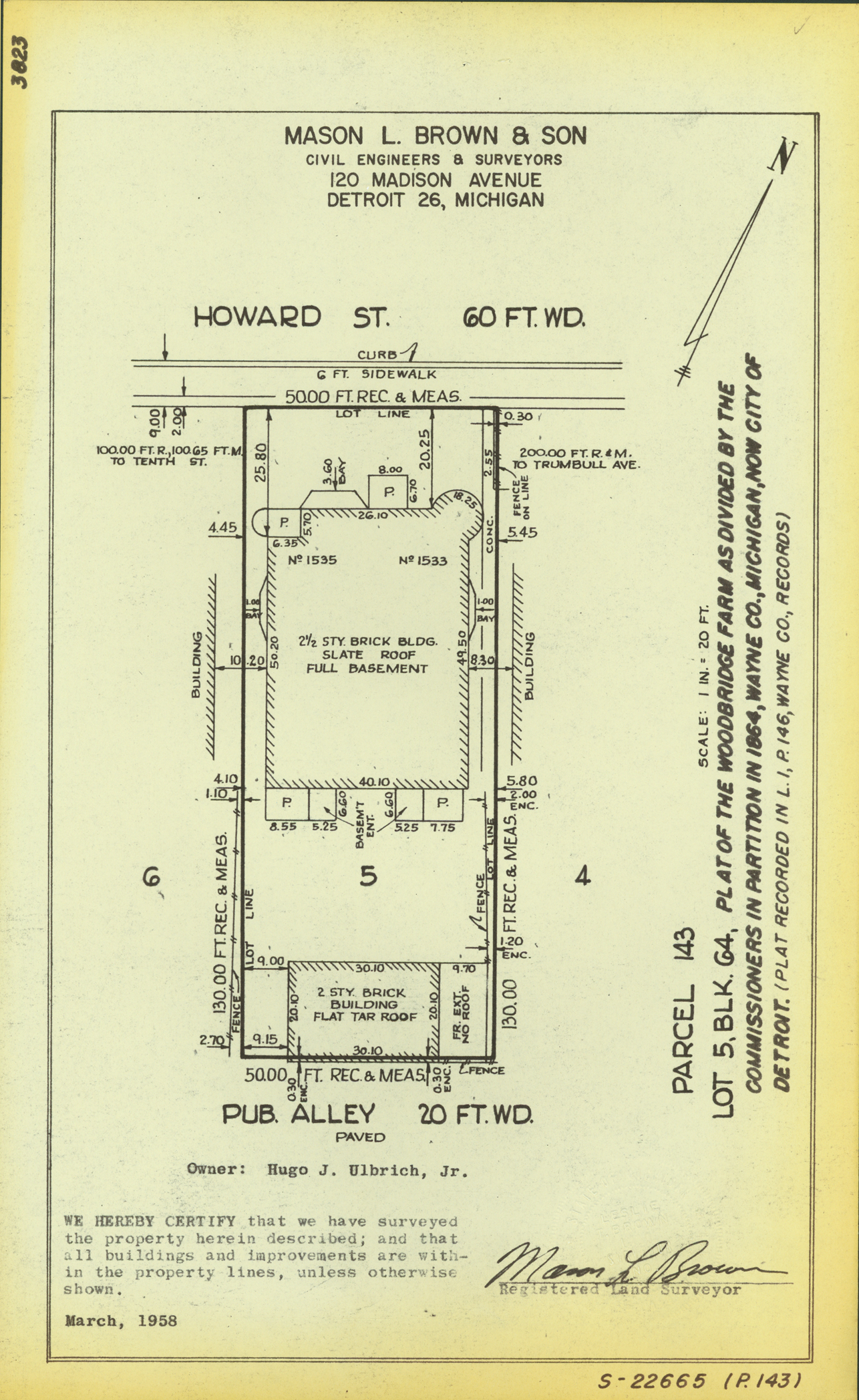 Plat map for property on Howard