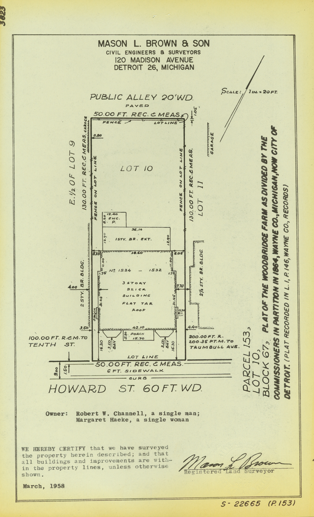 Plat map for property on Howard