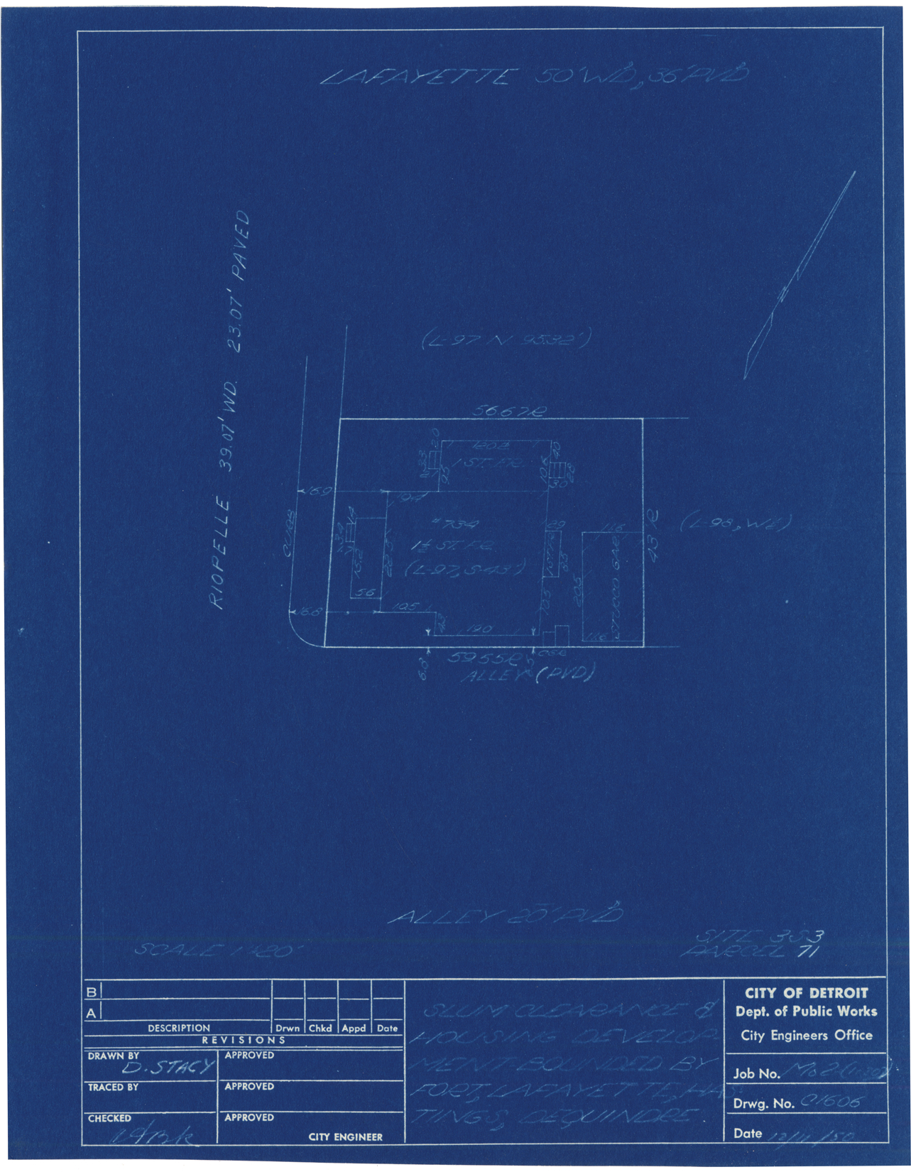Plot plan for property on Riopelle