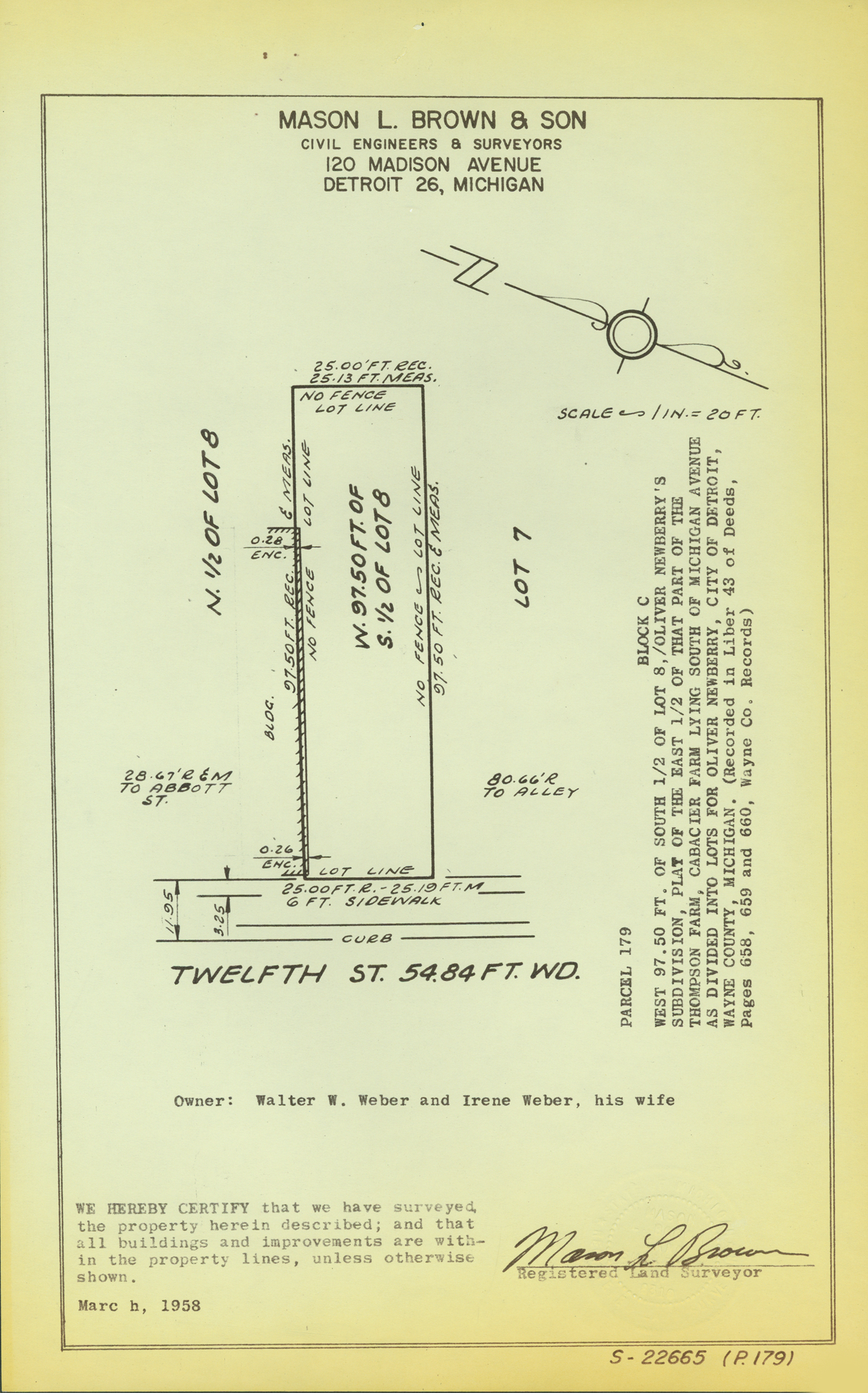 Plat map for property on 12th Street