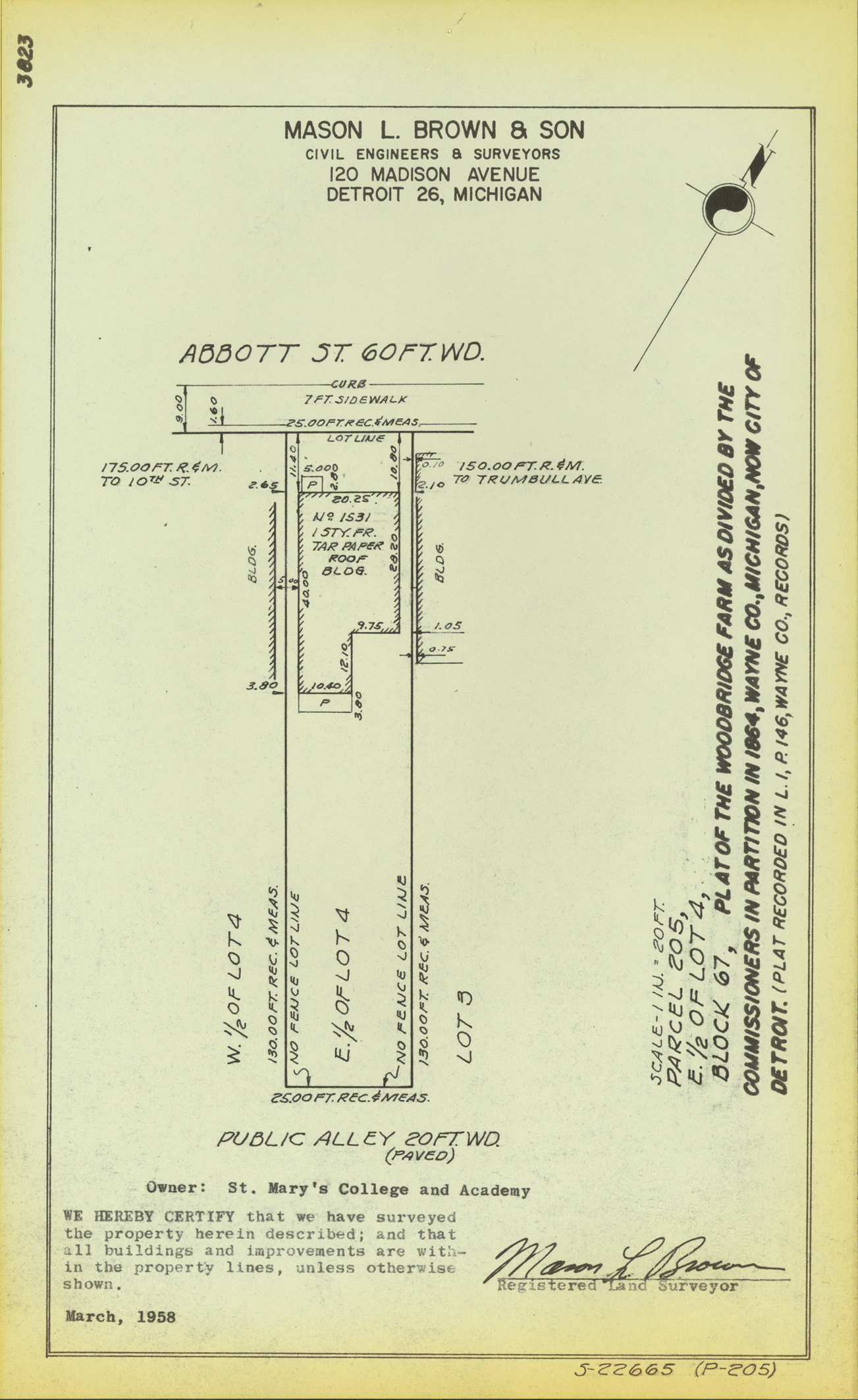 Plat map for property on Abbott