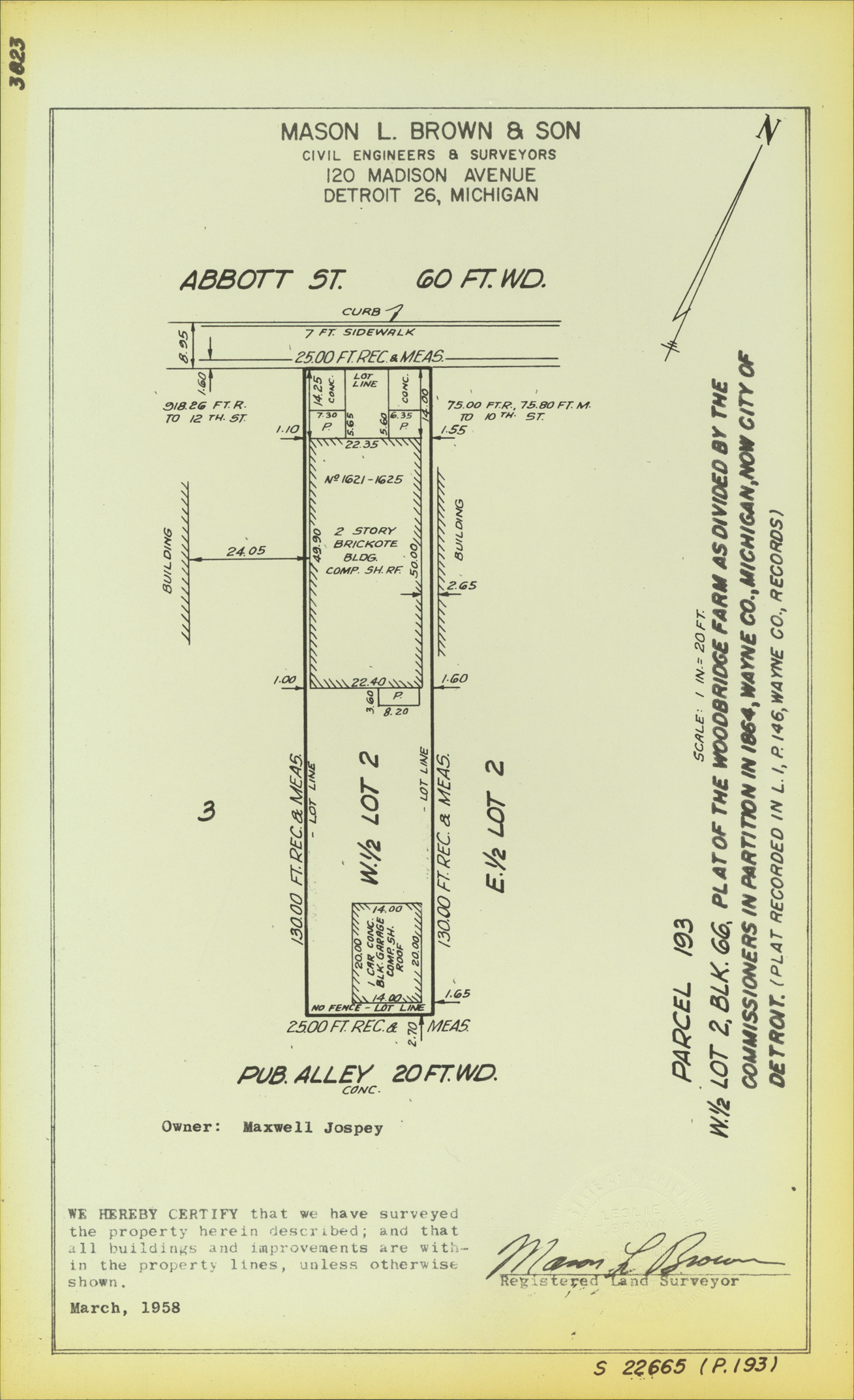 Plat map for property on Abbott