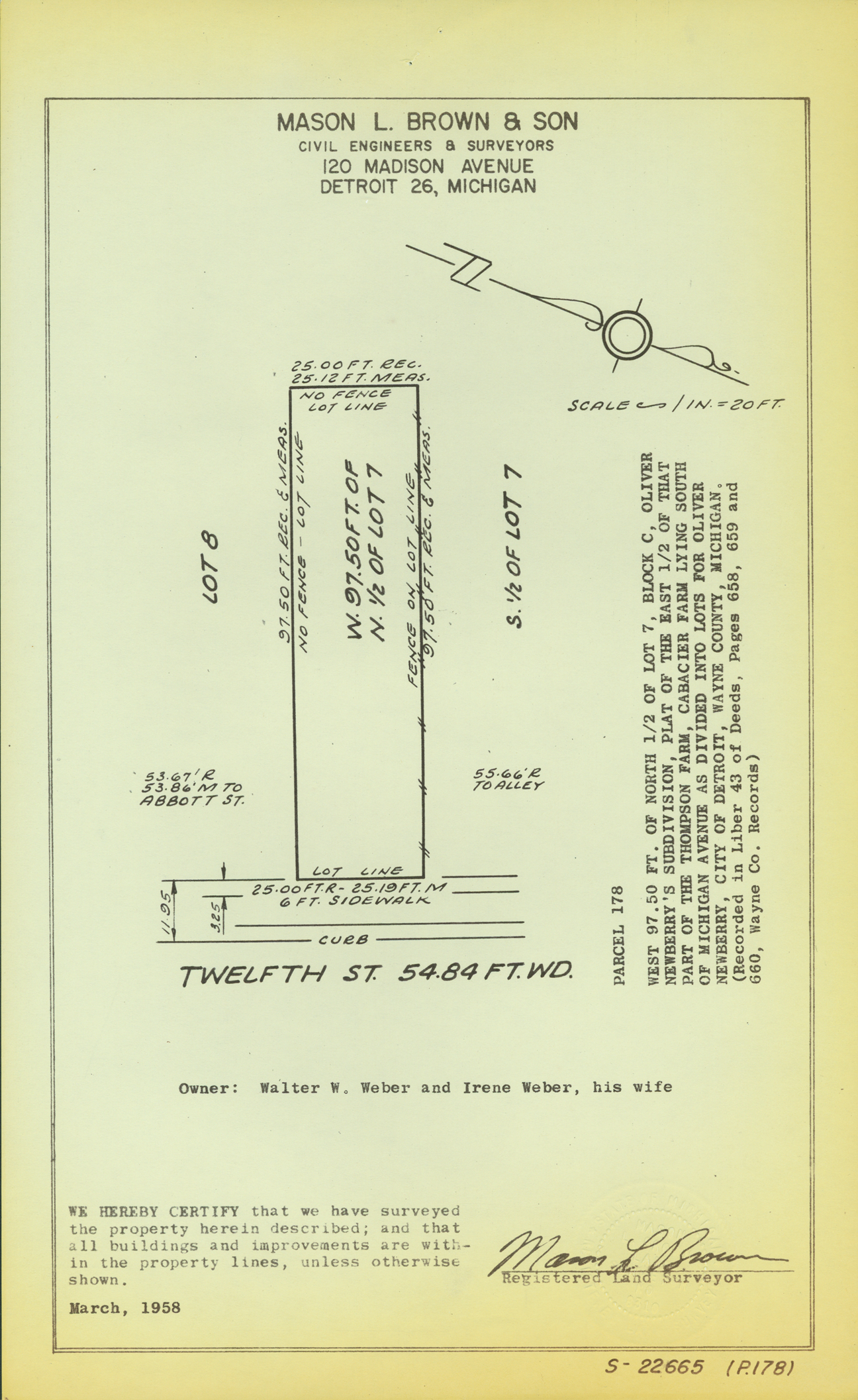 Plat map for property on 12th Street