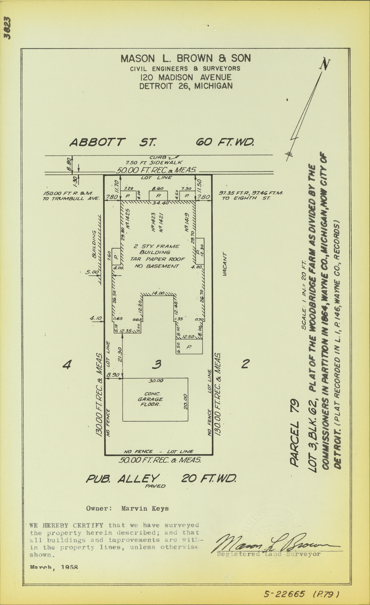 Plat map for property on Abbott