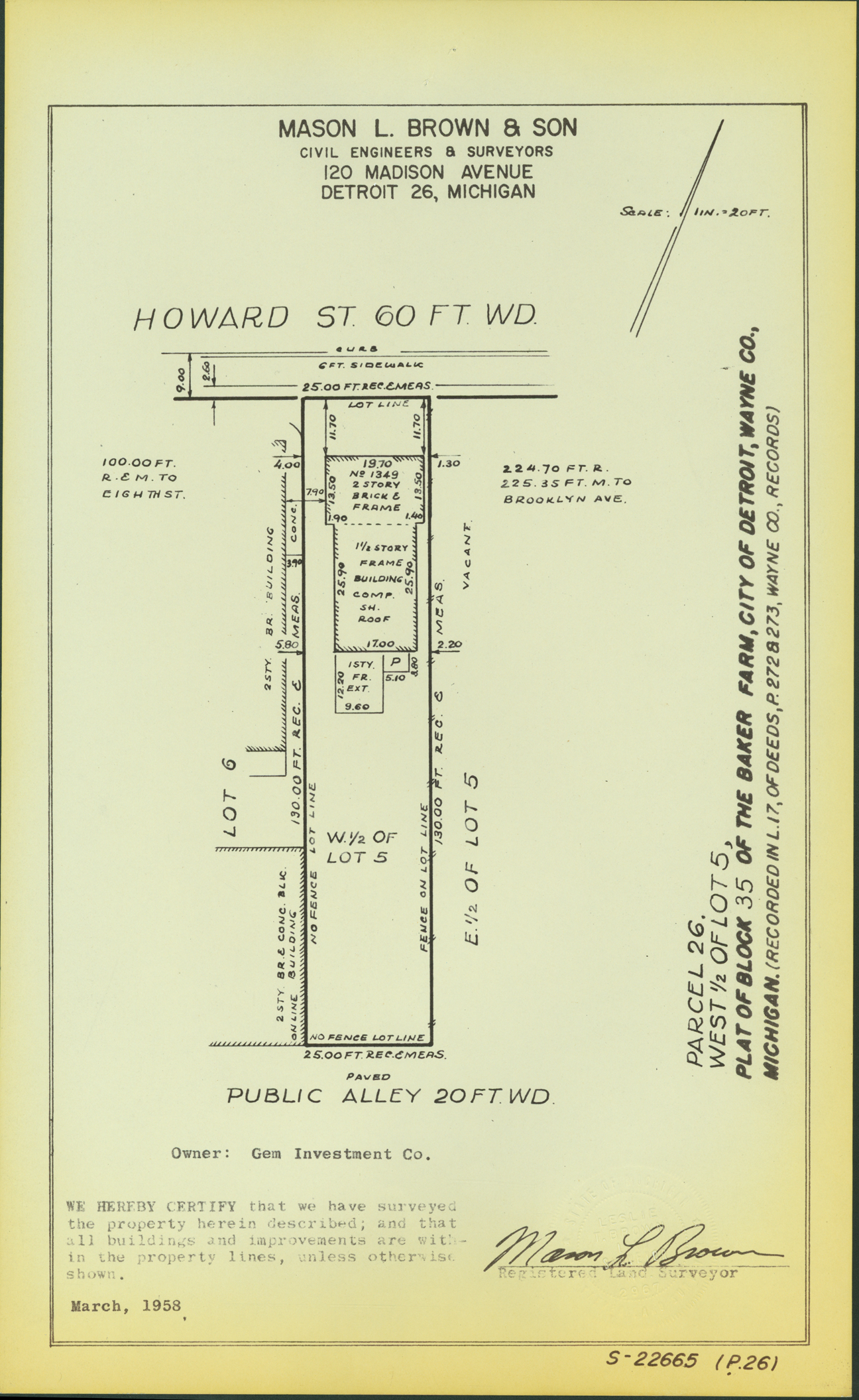 Plat map for property on Howard