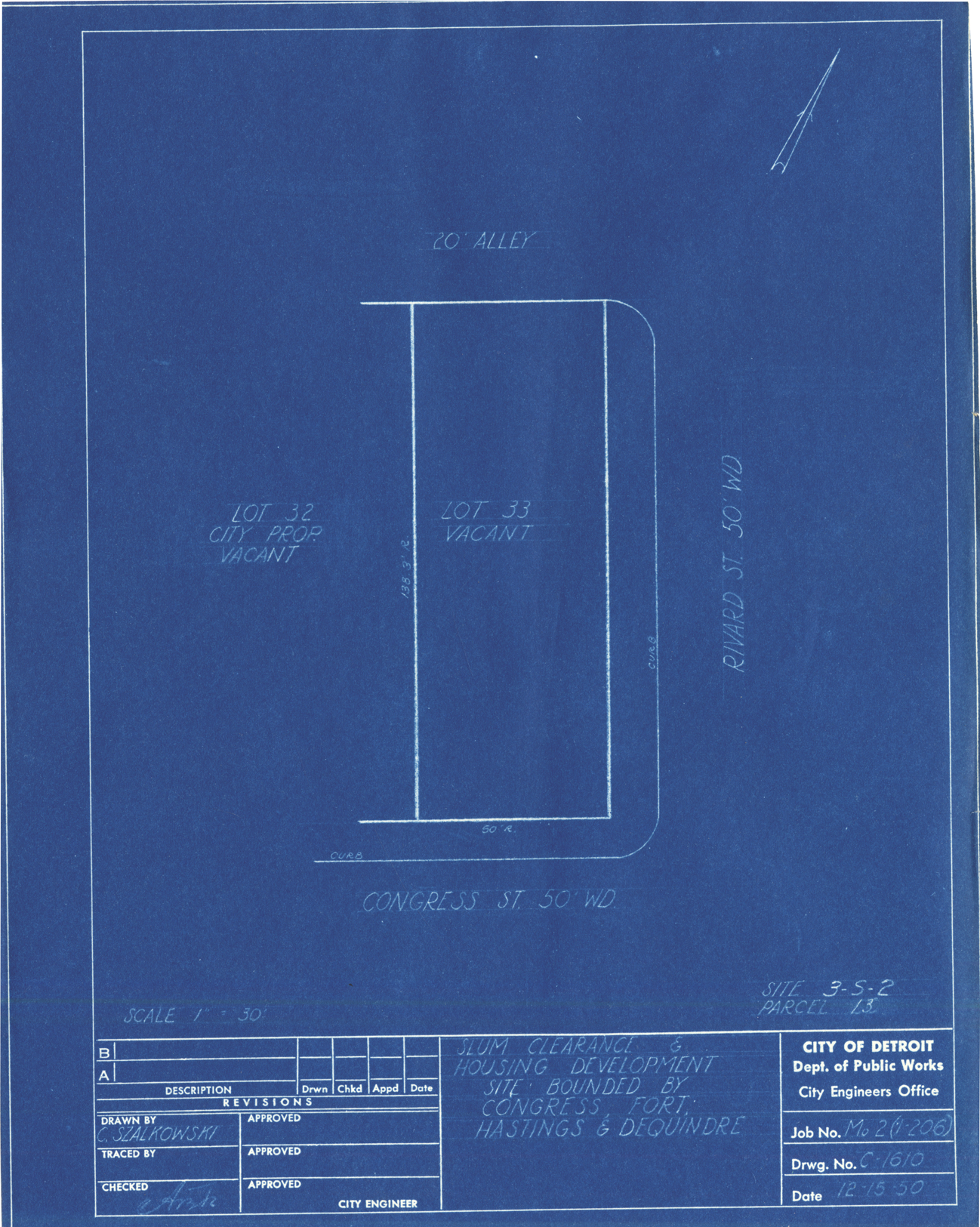 Plot plan for property on the corner of Congress and Rivard