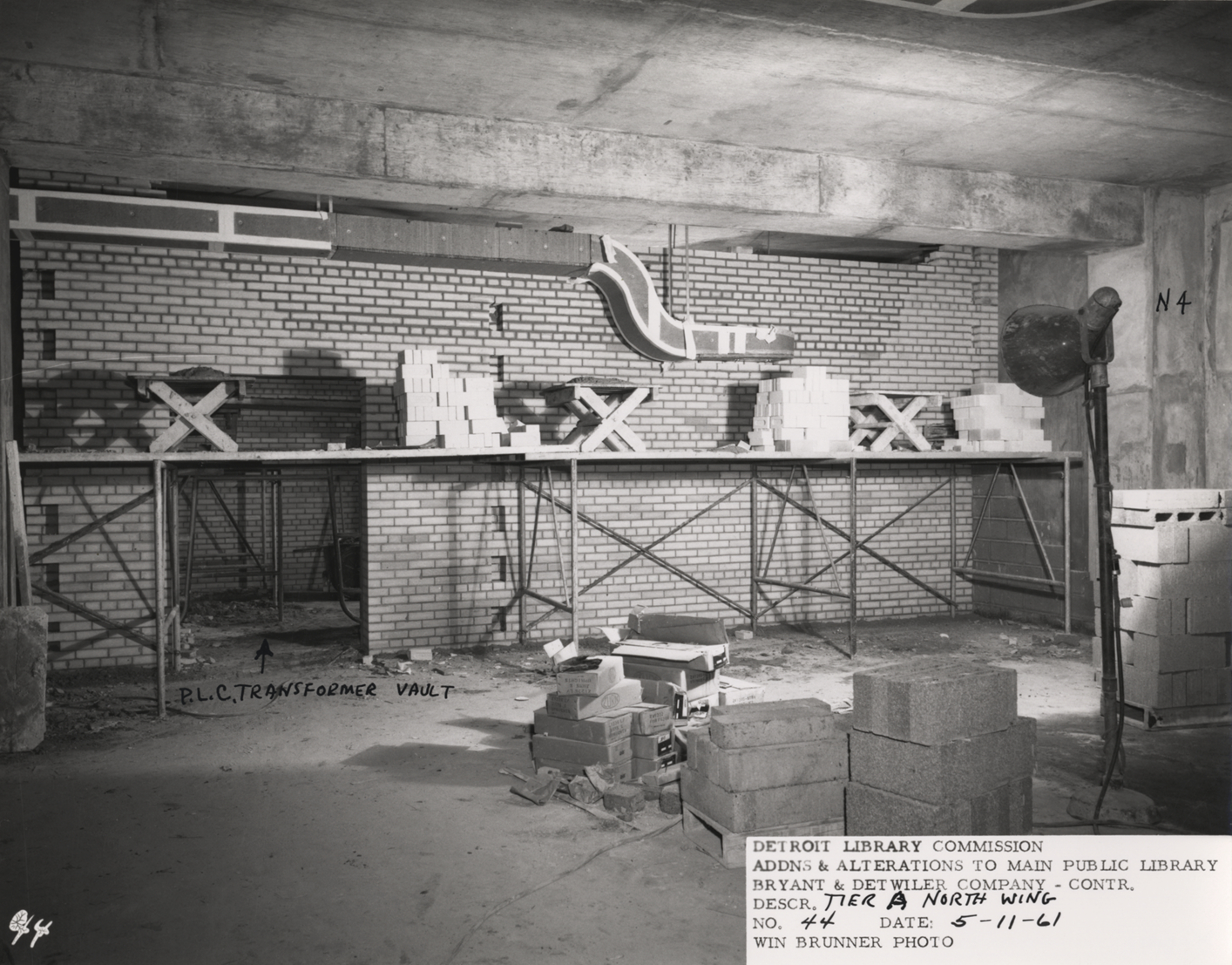 Transformer vault in North Wing, Main Library under construction