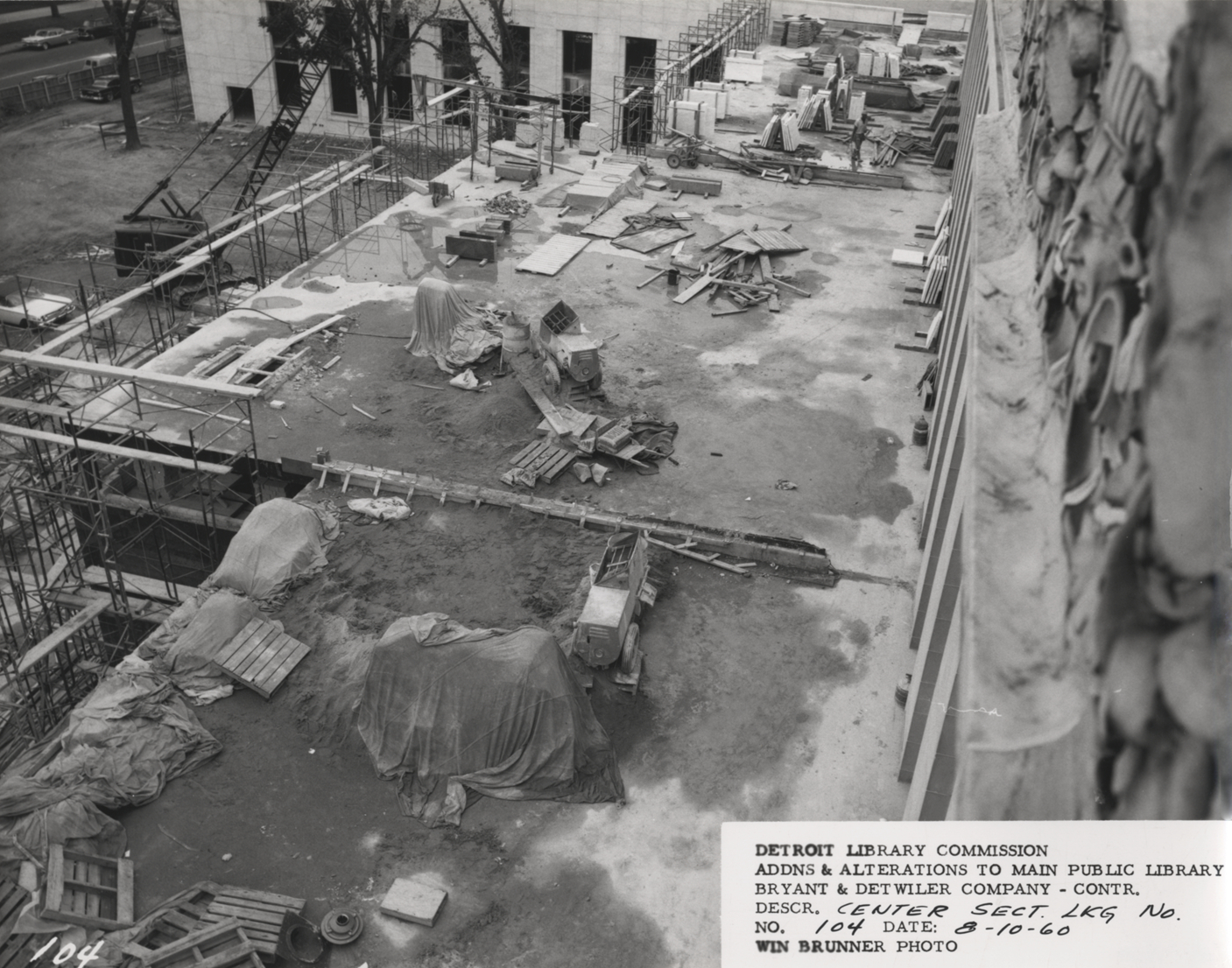 Cass Avenue concourse of Main Library under construction