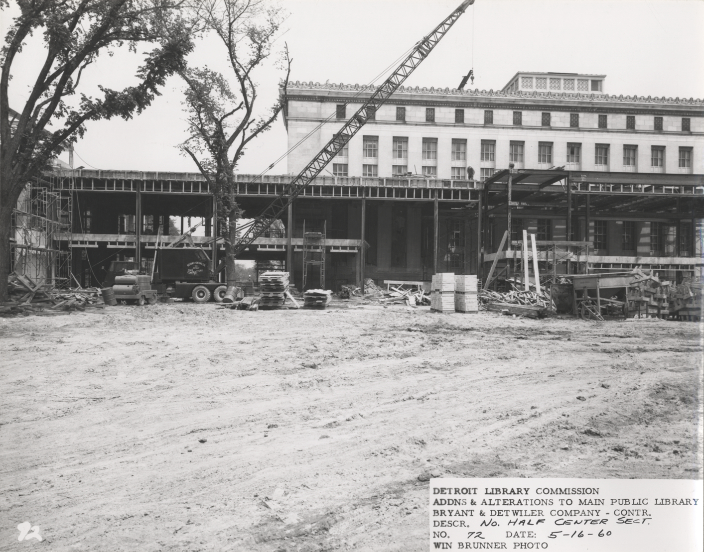Cass Avenue concourse of Main Library under construction