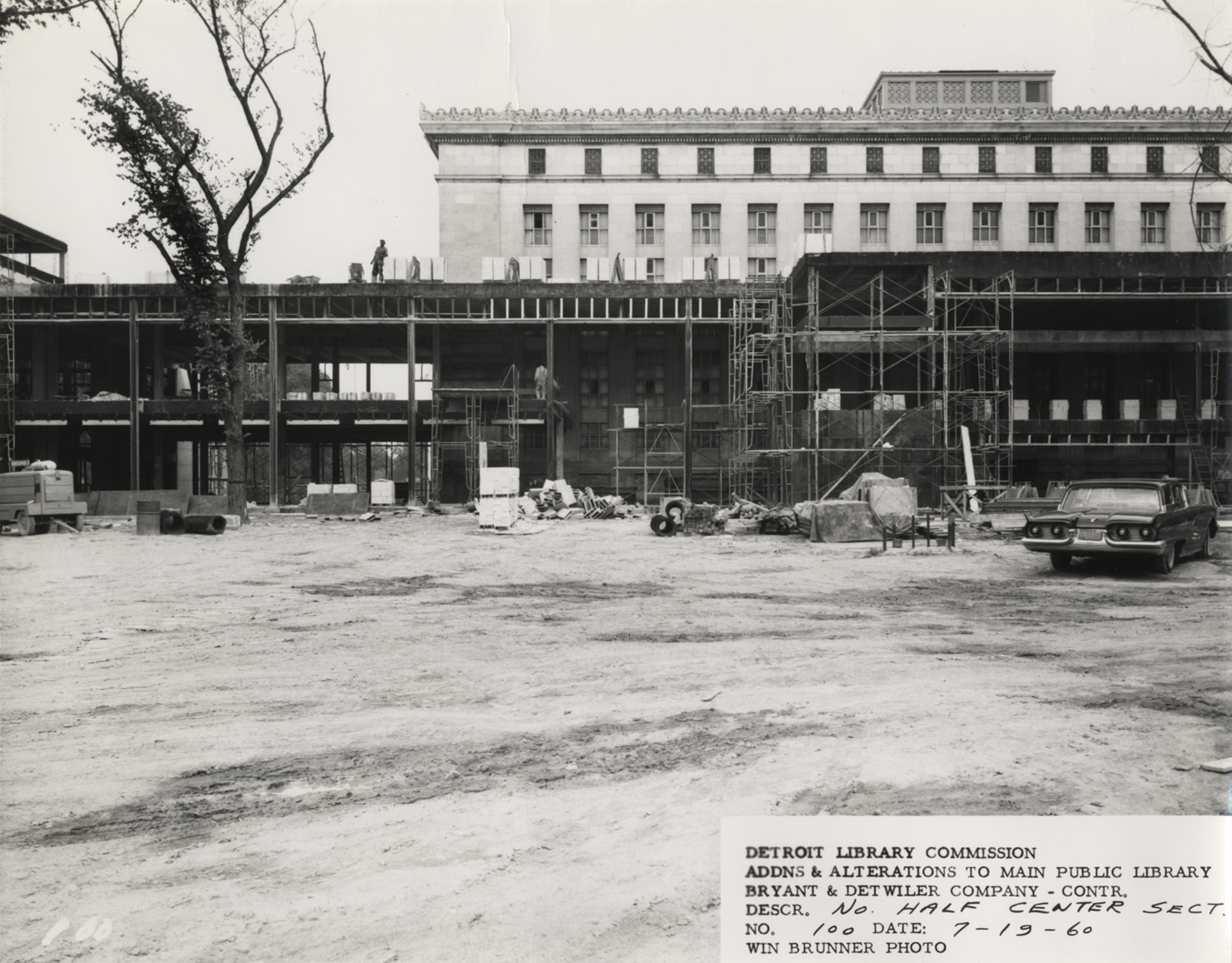 Cass Avenue concourse of Main Library under construction
