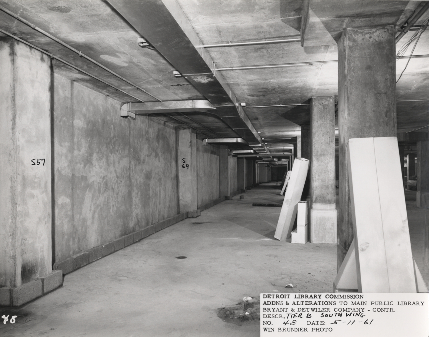 B-level, South Wing, Main Library under construction