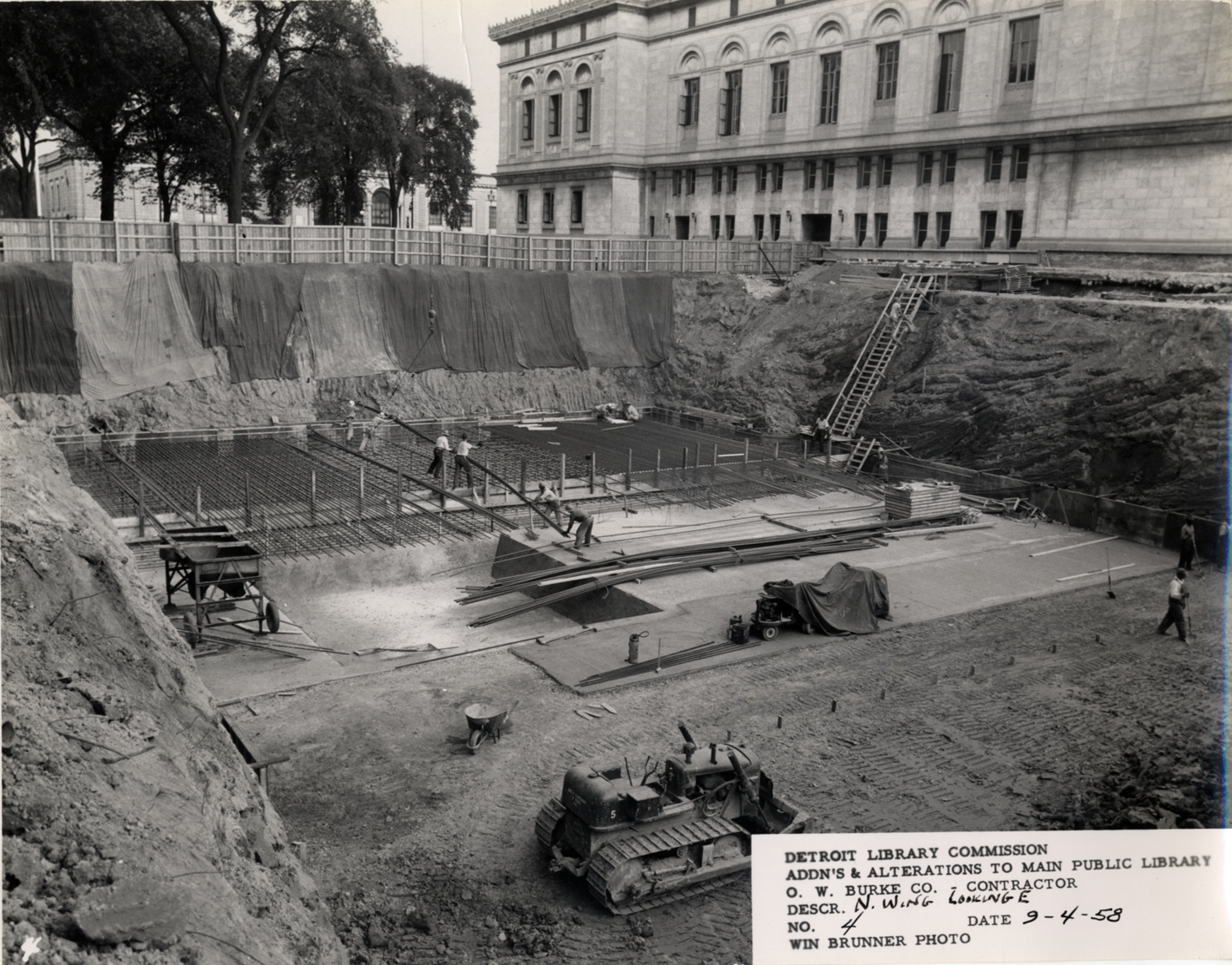 Foundation construction for North Wing, Main Library