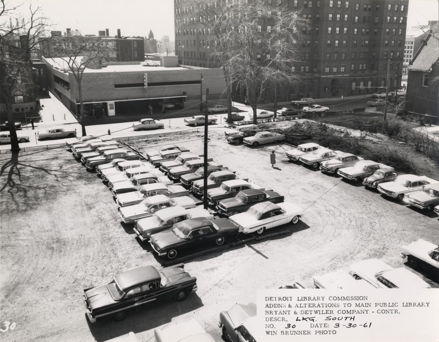 Parking lot on south side of Main Library