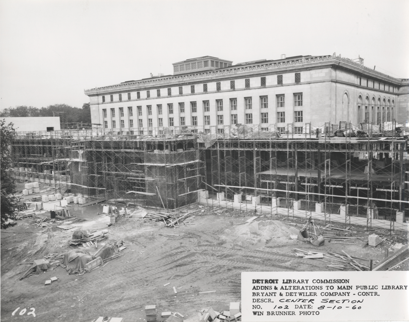 Cass Avenue concourse of Main Library under construction