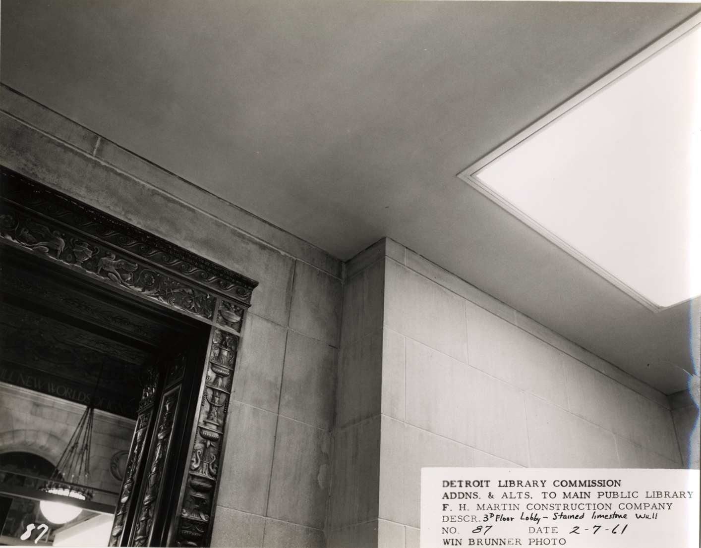 Wall in third floor lobby, Main Library