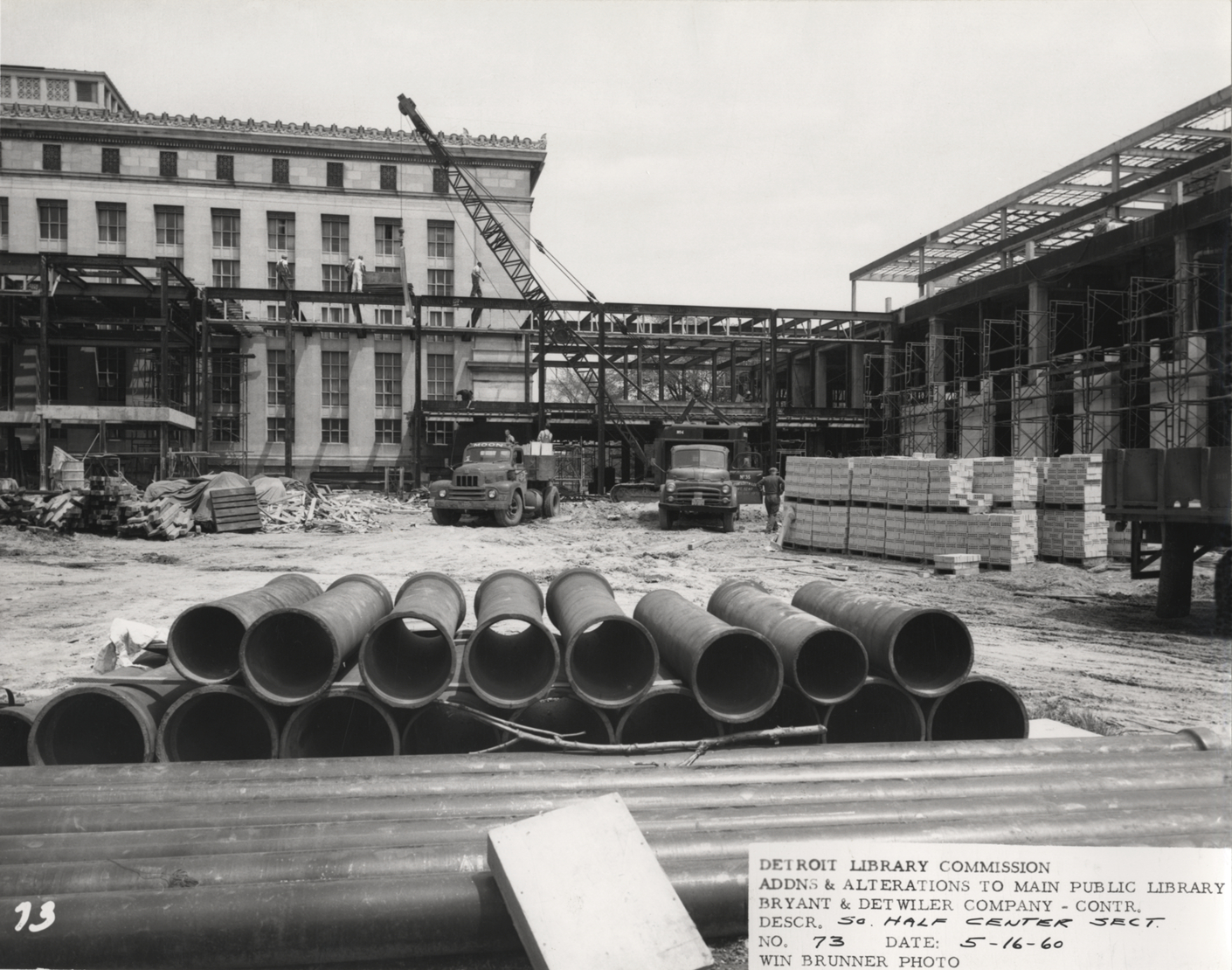 Cass Avenue concourse of Main Library under construction