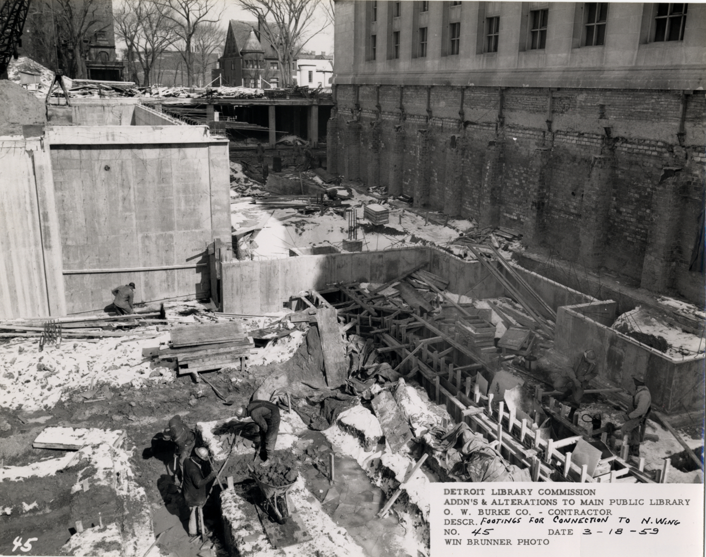 Footings for connection to North Wing, Main Library