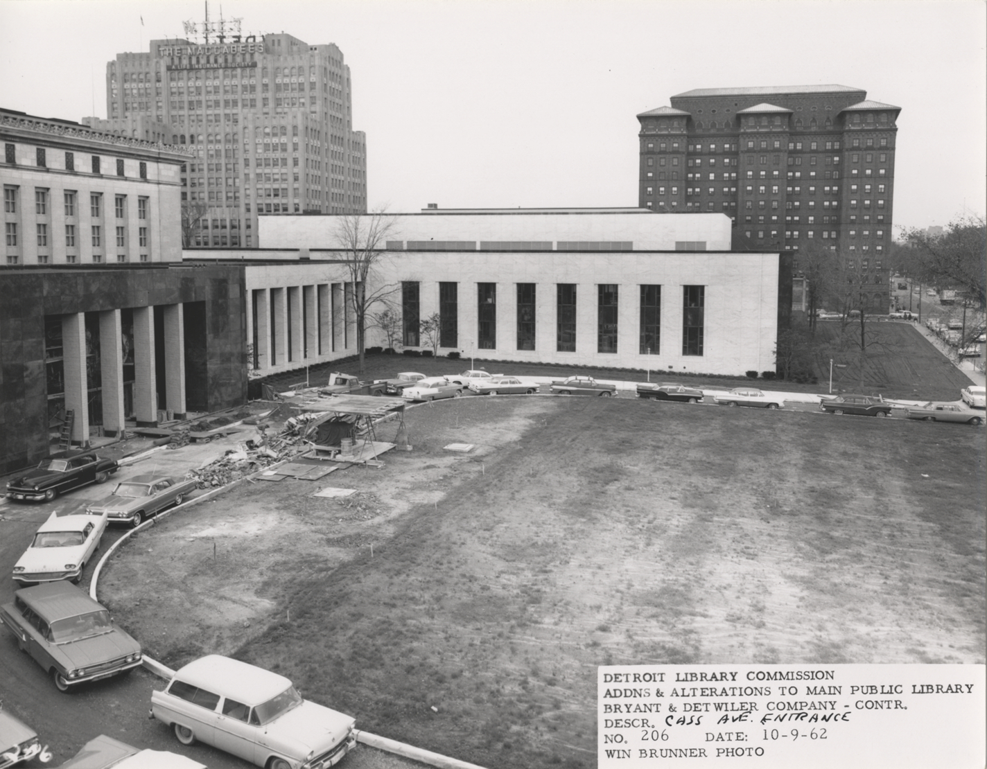 Cass Avenue entrance at Main Library under construction