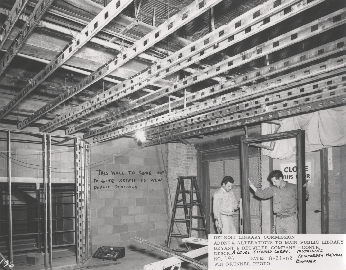 Elevator lobby at Main Library under construction