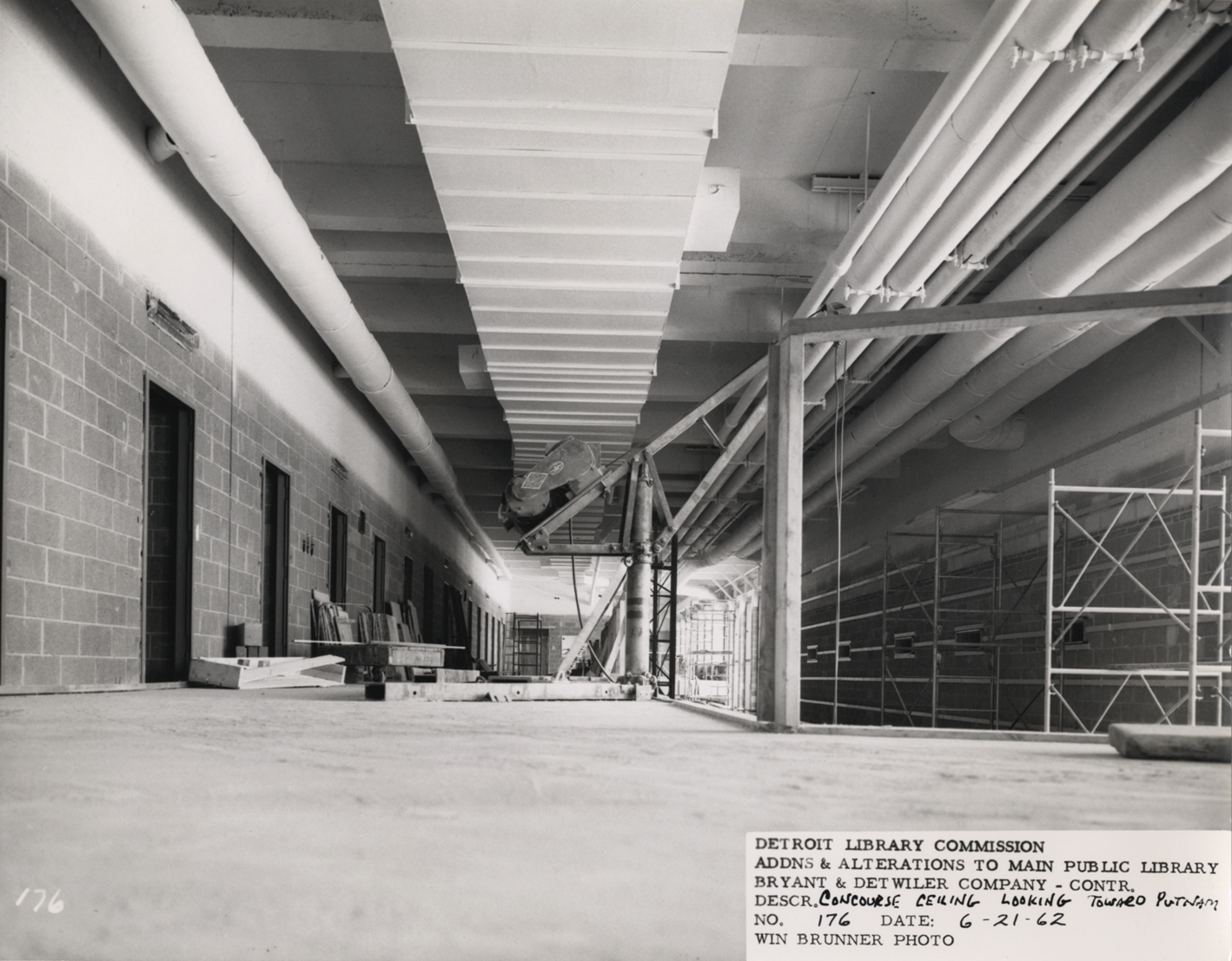 Concourse ceiling at Main Library under construction