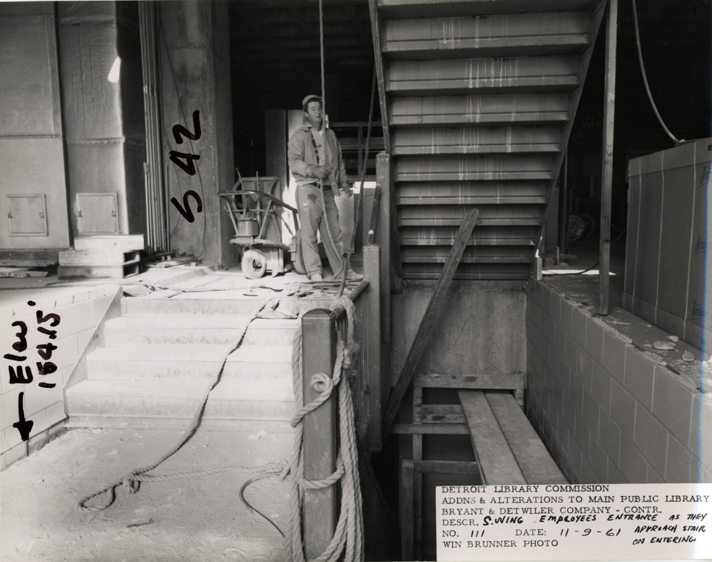 Employee entrance of Main Library under construction